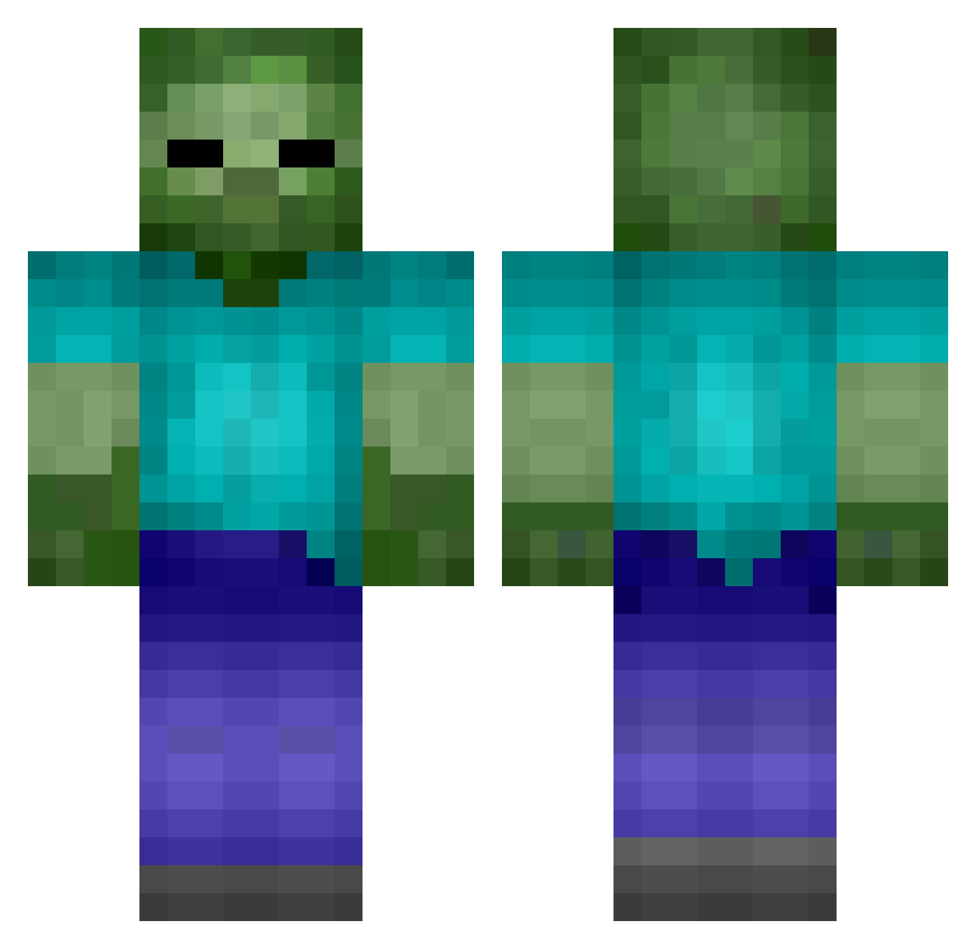 Zarmion Minecraft skin, front and back view