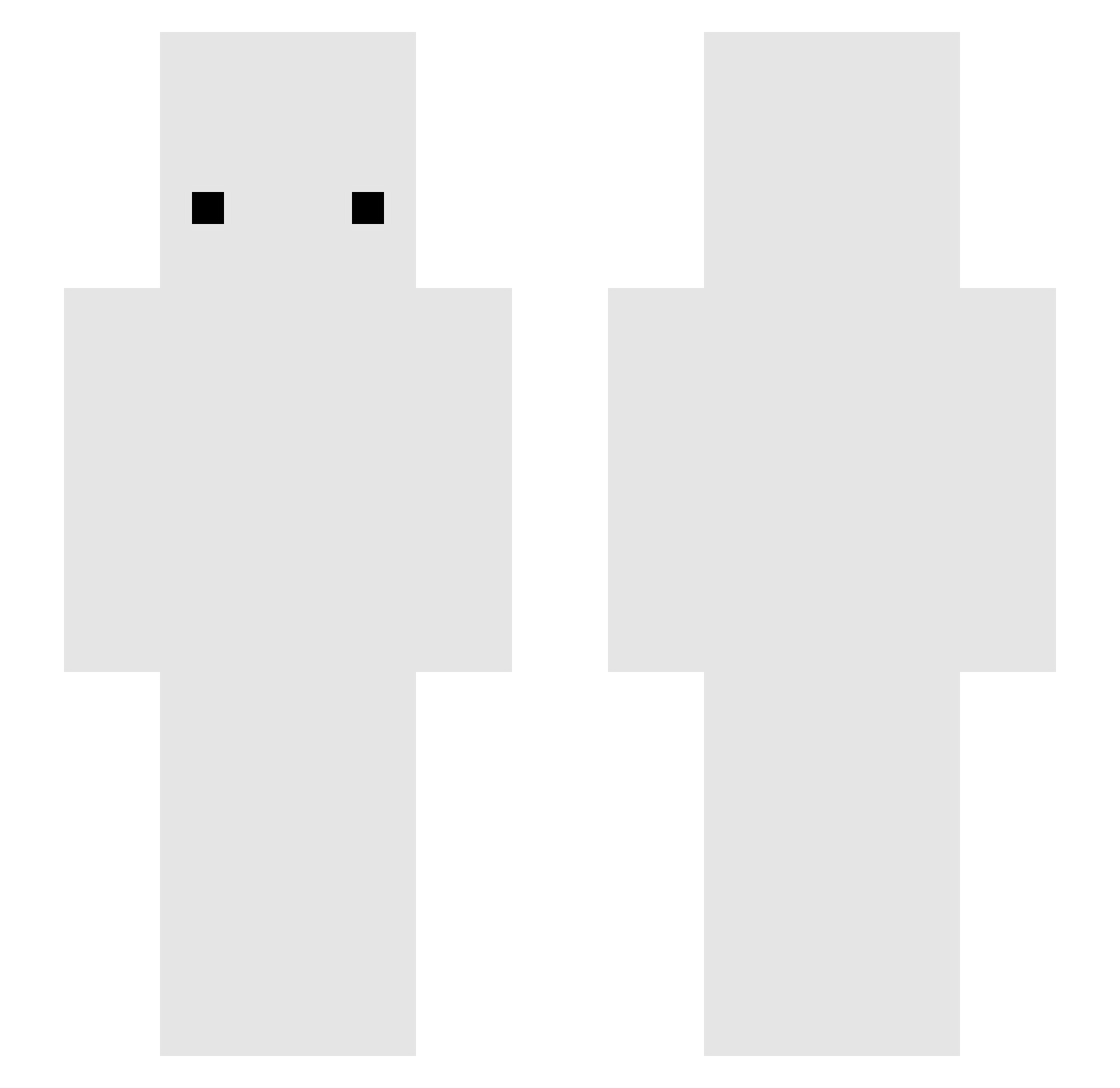 Reverts Minecraft skin, front and back view