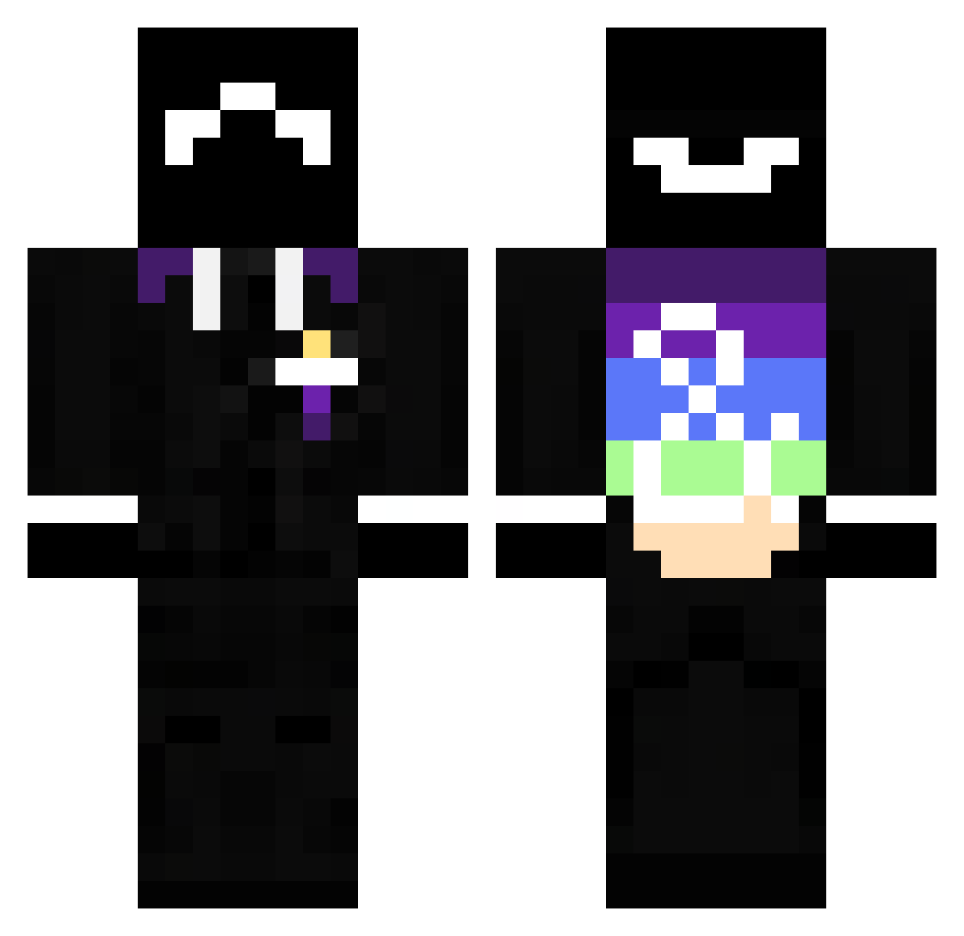 Hiivemind Minecraft skin, front and back view