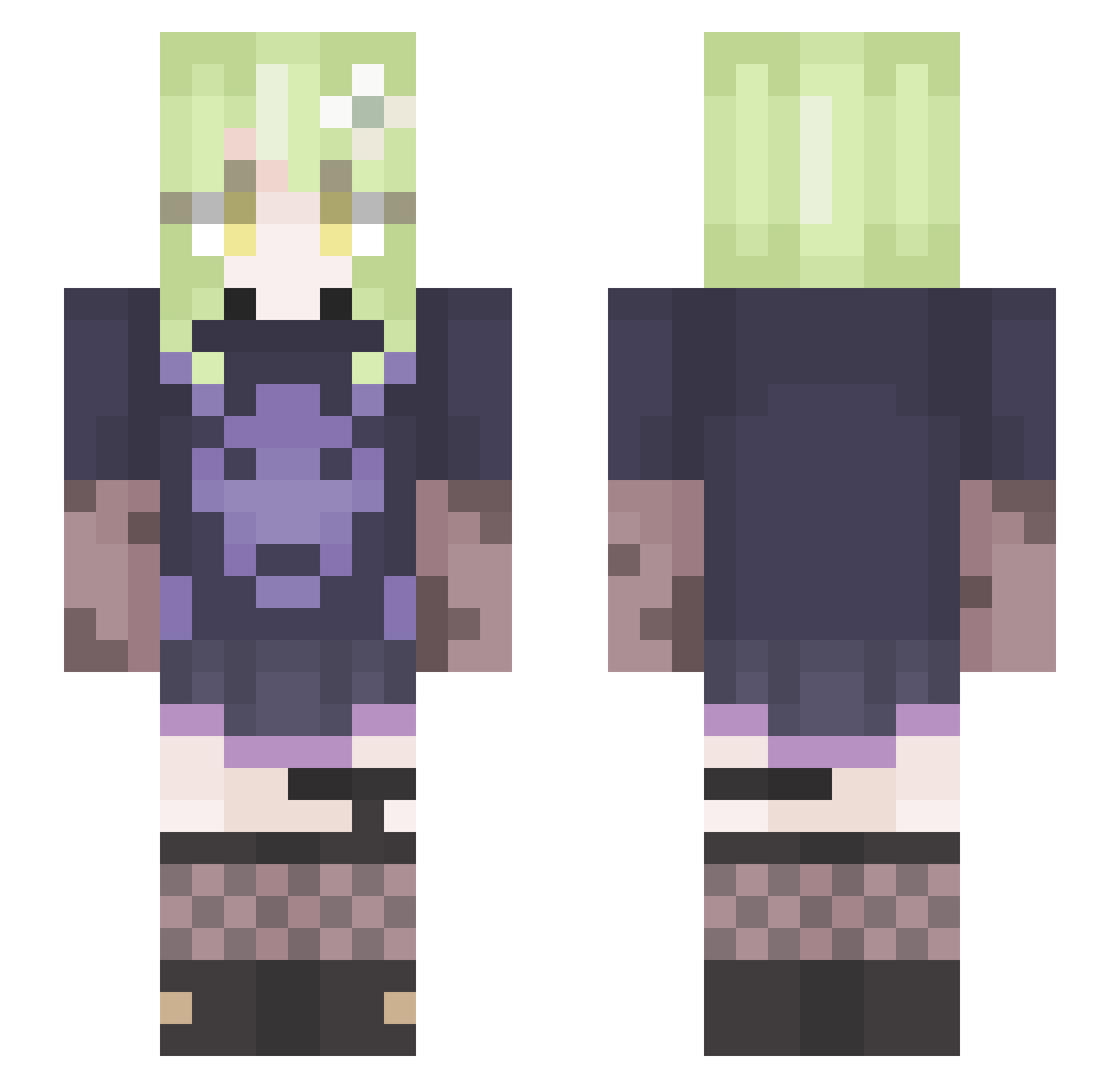 Vordop Minecraft skin, front and back view