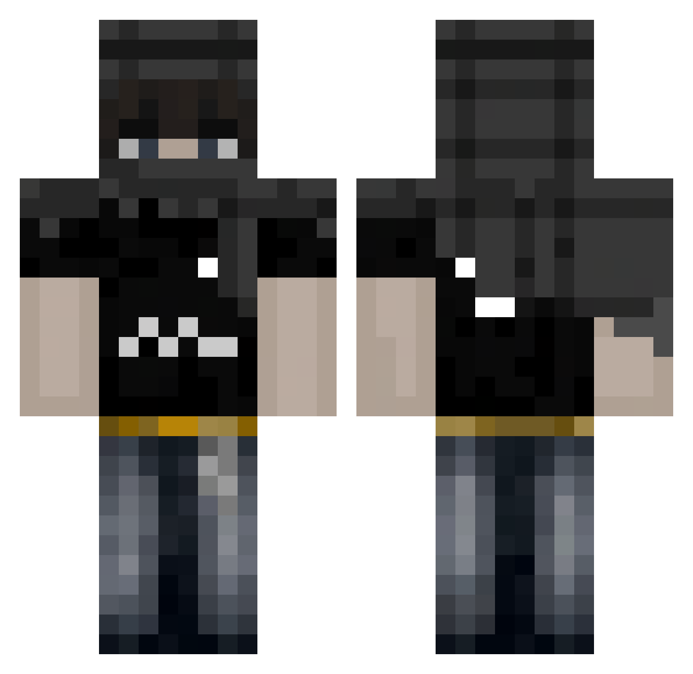 xbqx Minecraft skin, front and back view