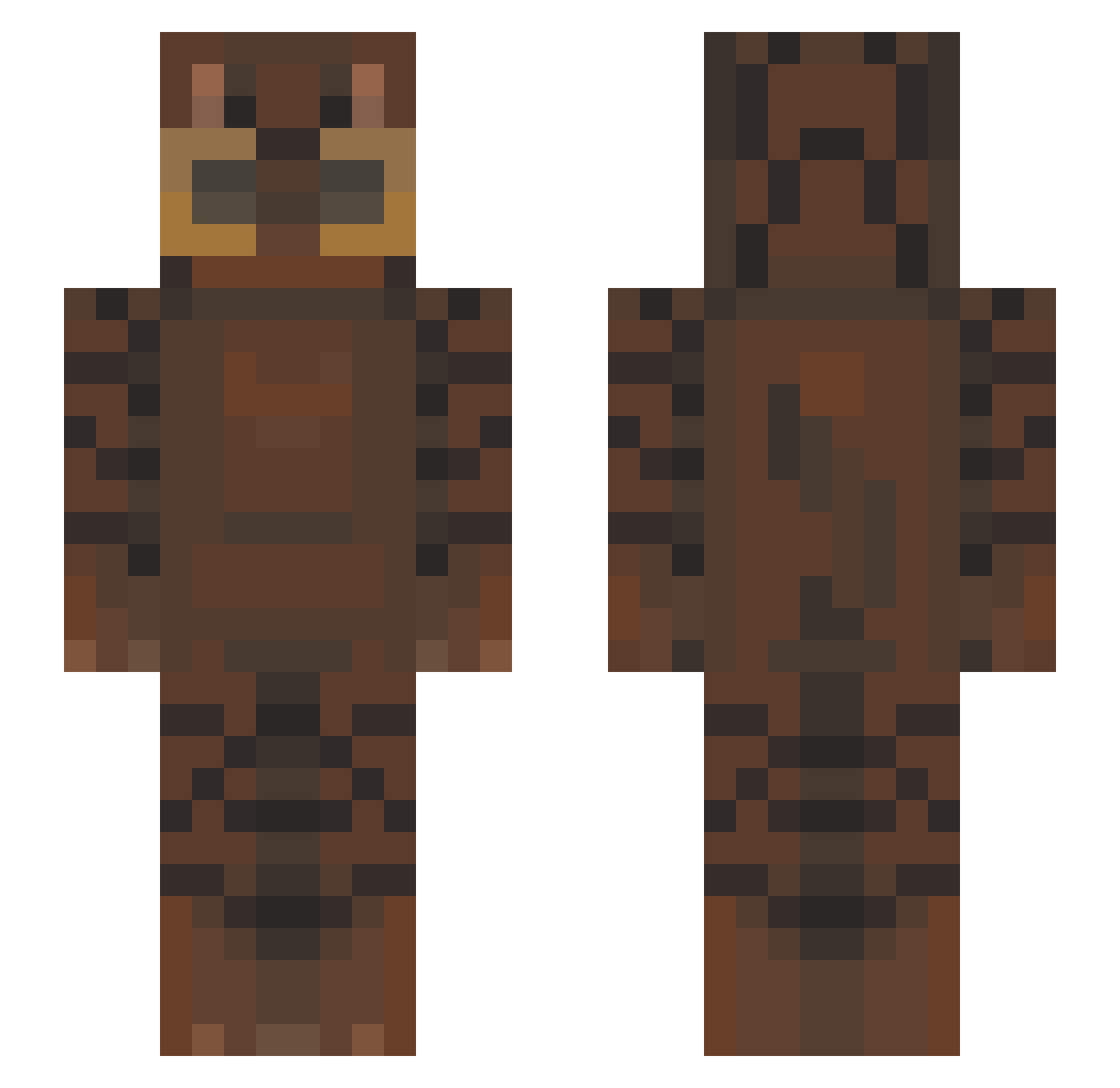 NoZinth Minecraft skin, front and back view