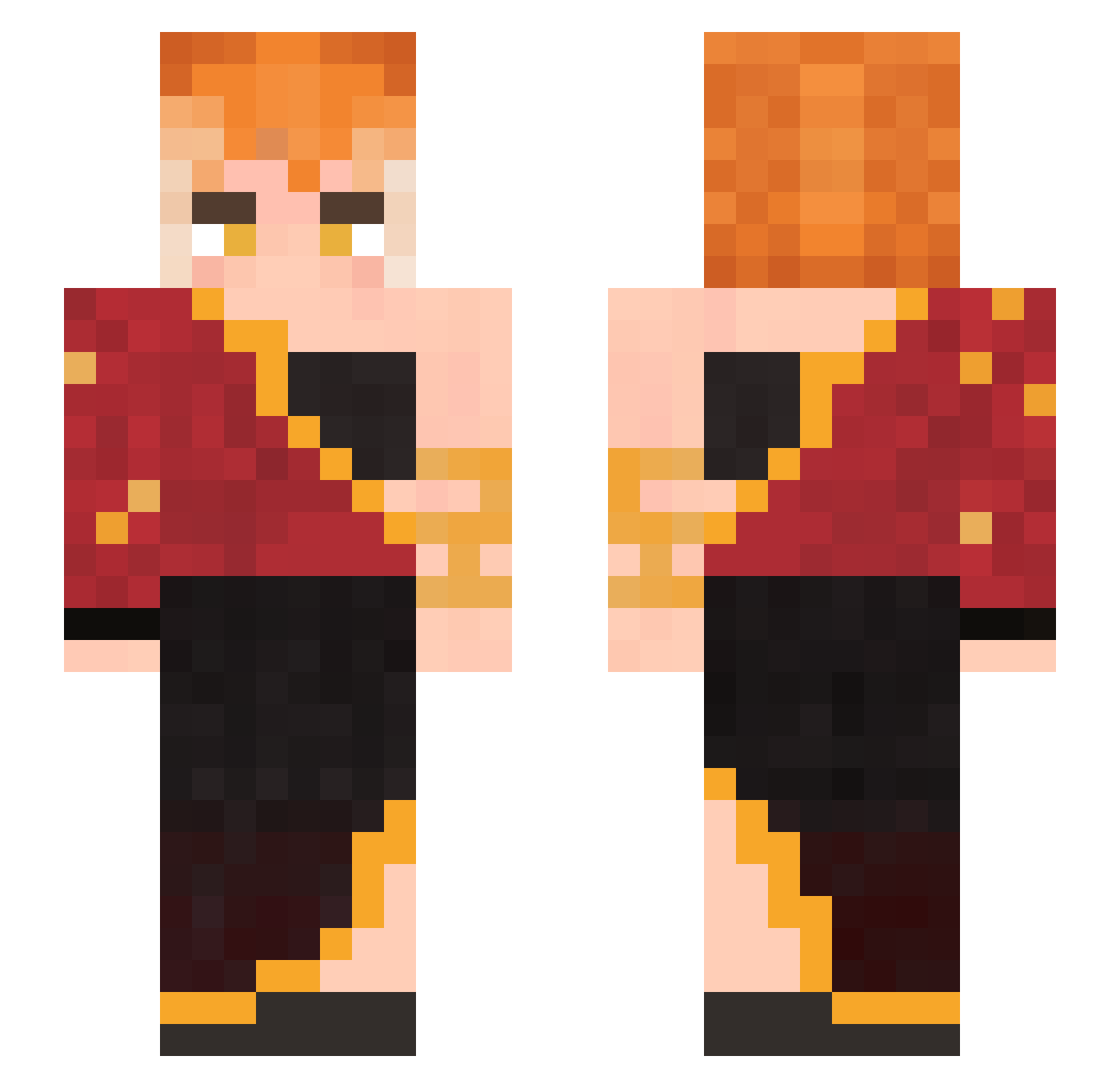 Wuora Minecraft skin, front and back view