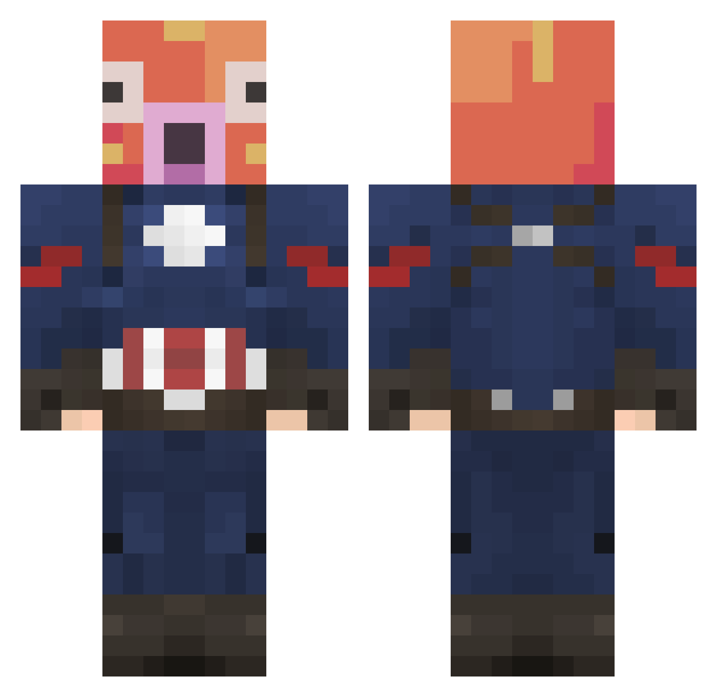 unsapopepe Minecraft skin, front and back view
