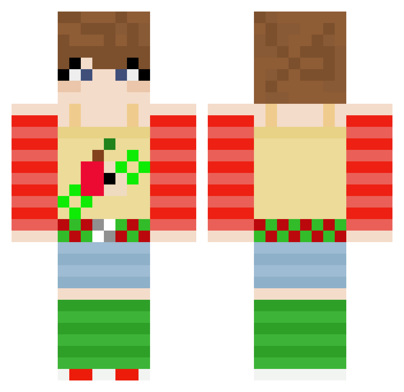 RobloxrobbinYT Minecraft skin, front and back view