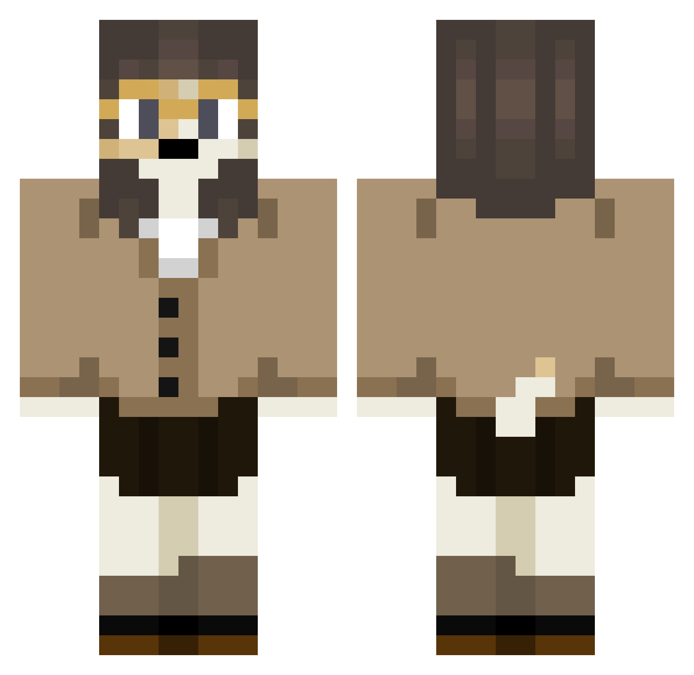 ProfessorNoa Minecraft skin, front and back view