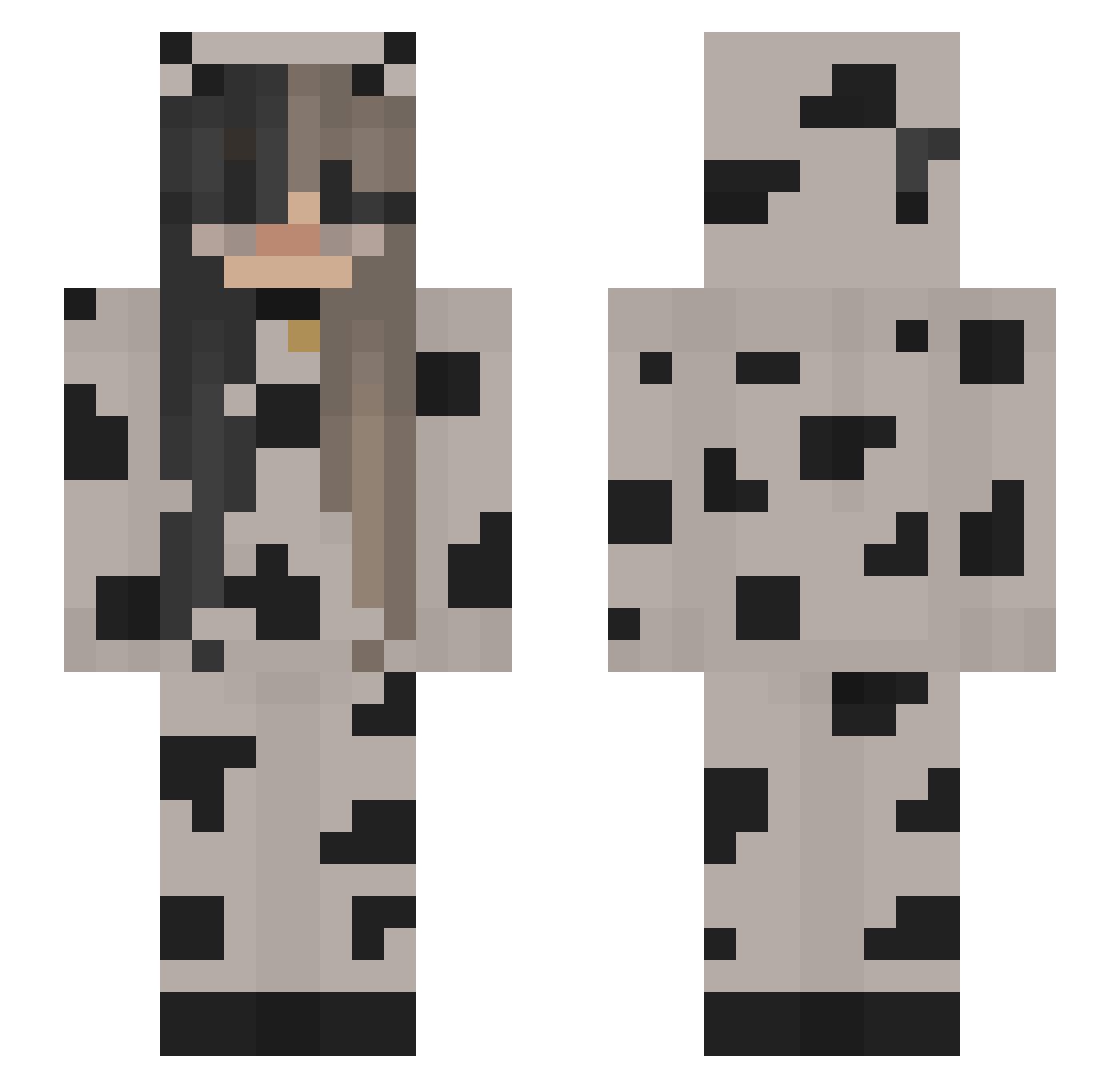 SayinPiggy Minecraft skin, front and back view