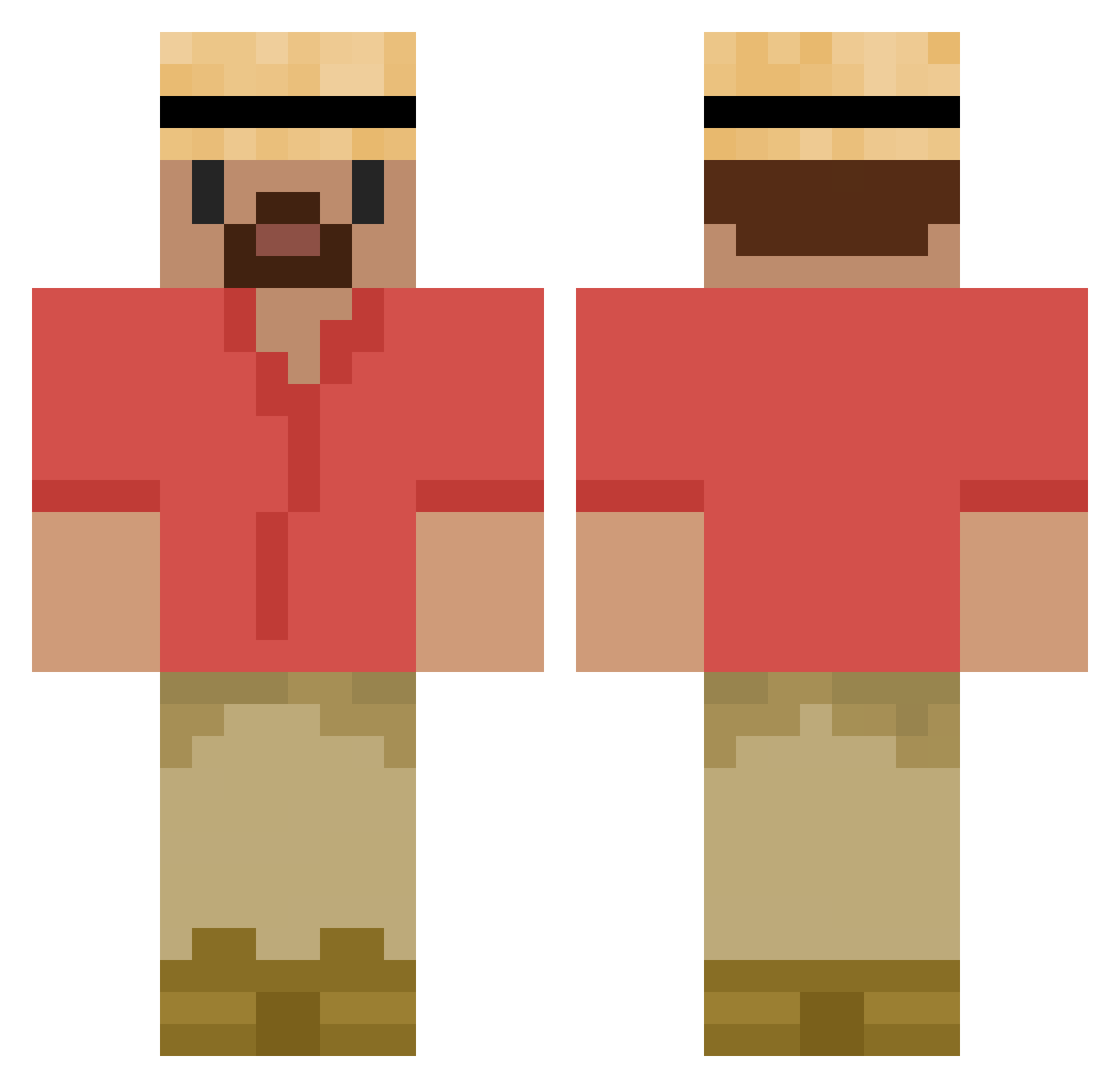 Butlers Minecraft skin, front and back view