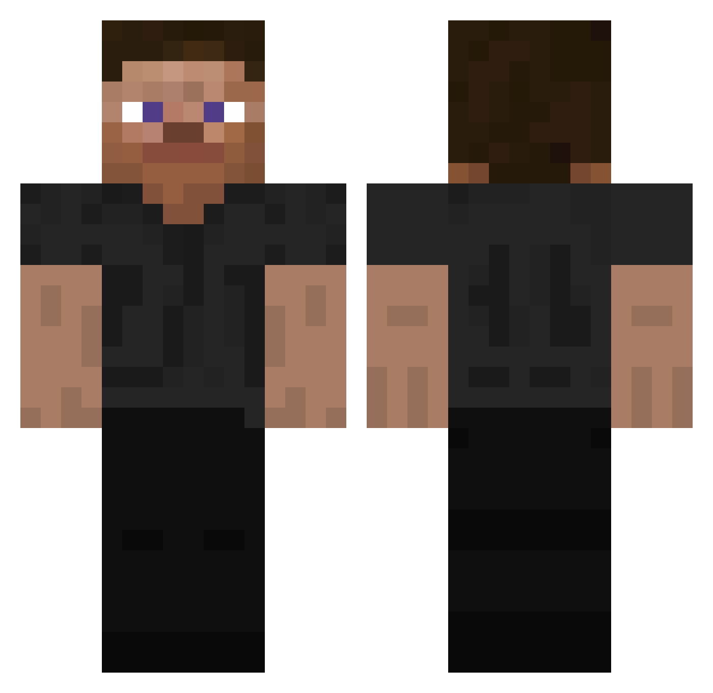 Kara2x Minecraft skin, front and back view