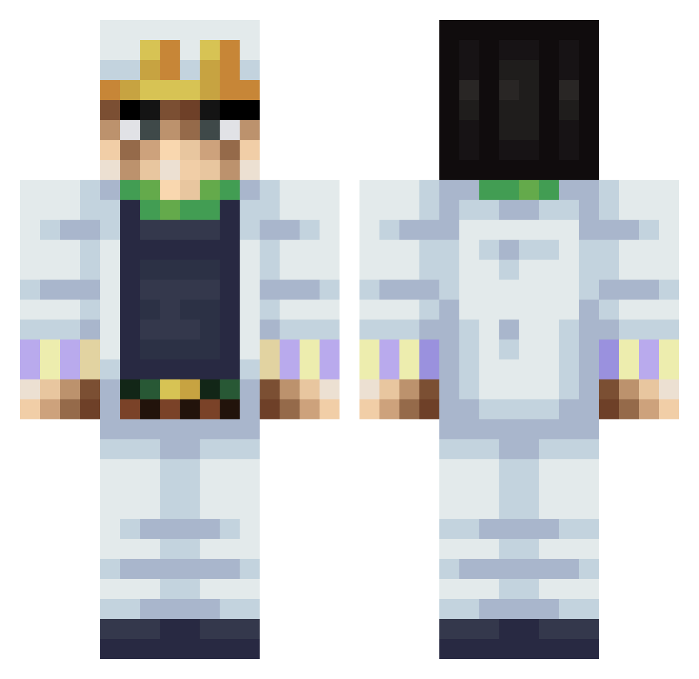 Skuwup Minecraft skin, front and back view