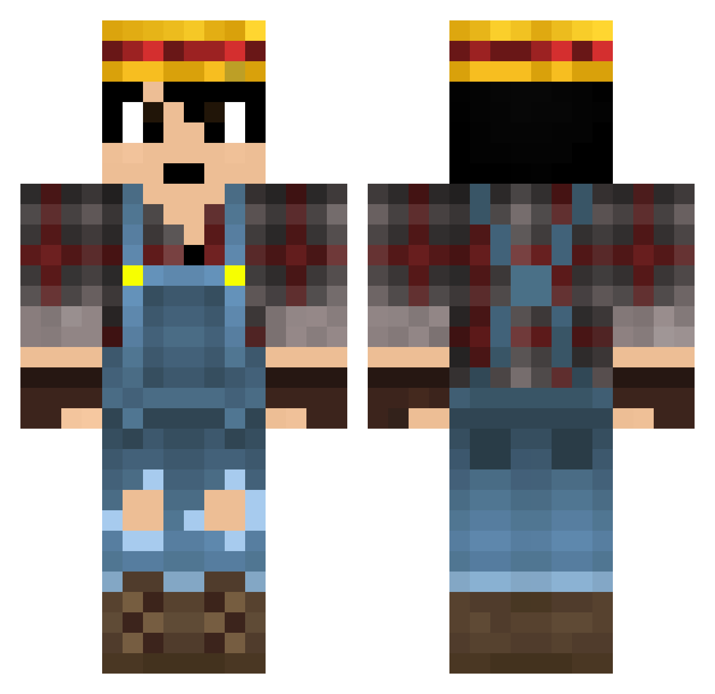 ShockbloodBG Minecraft skin, front and back view