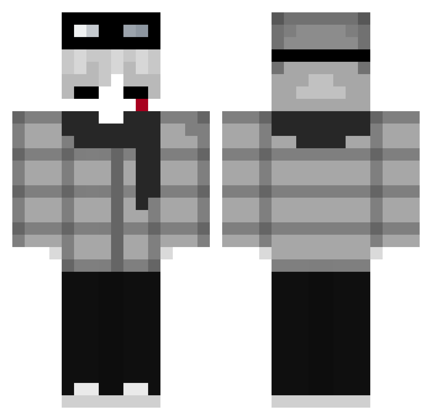SmokePlume Minecraft skin, front and back view