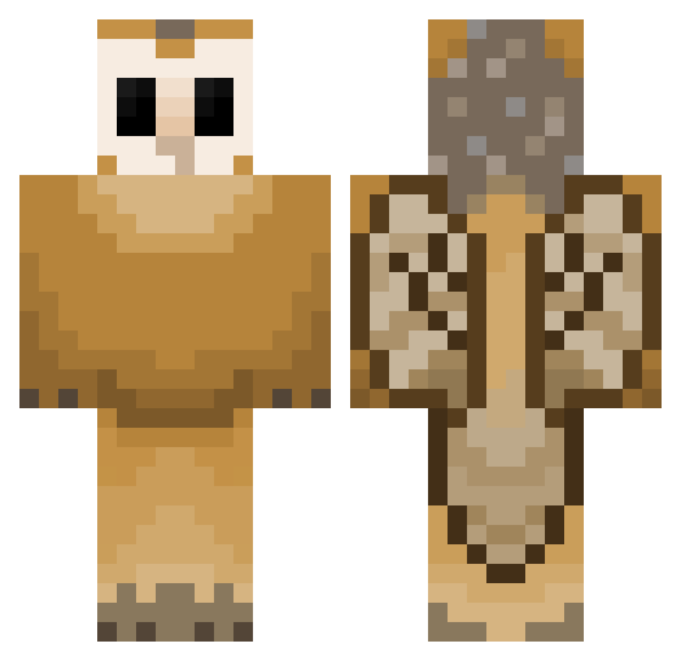 zipzop Minecraft skin, front and back view
