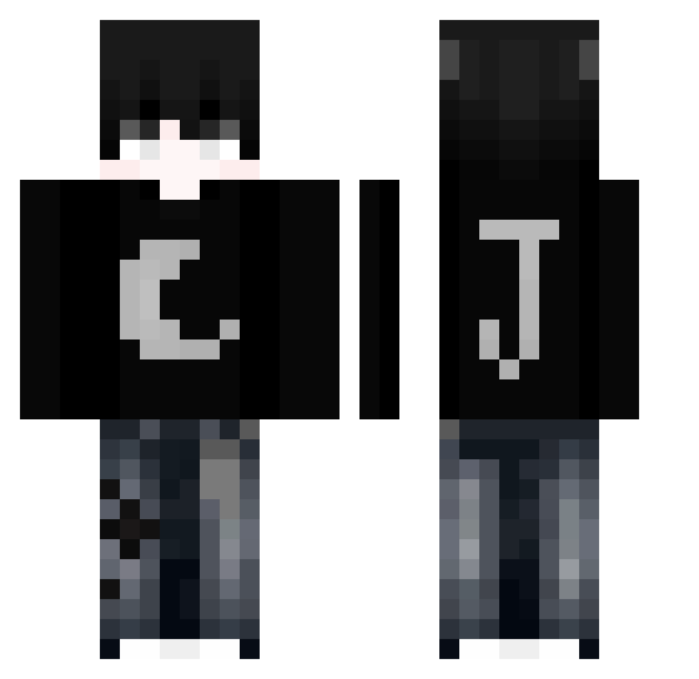 SurviLord Minecraft skin, front and back view