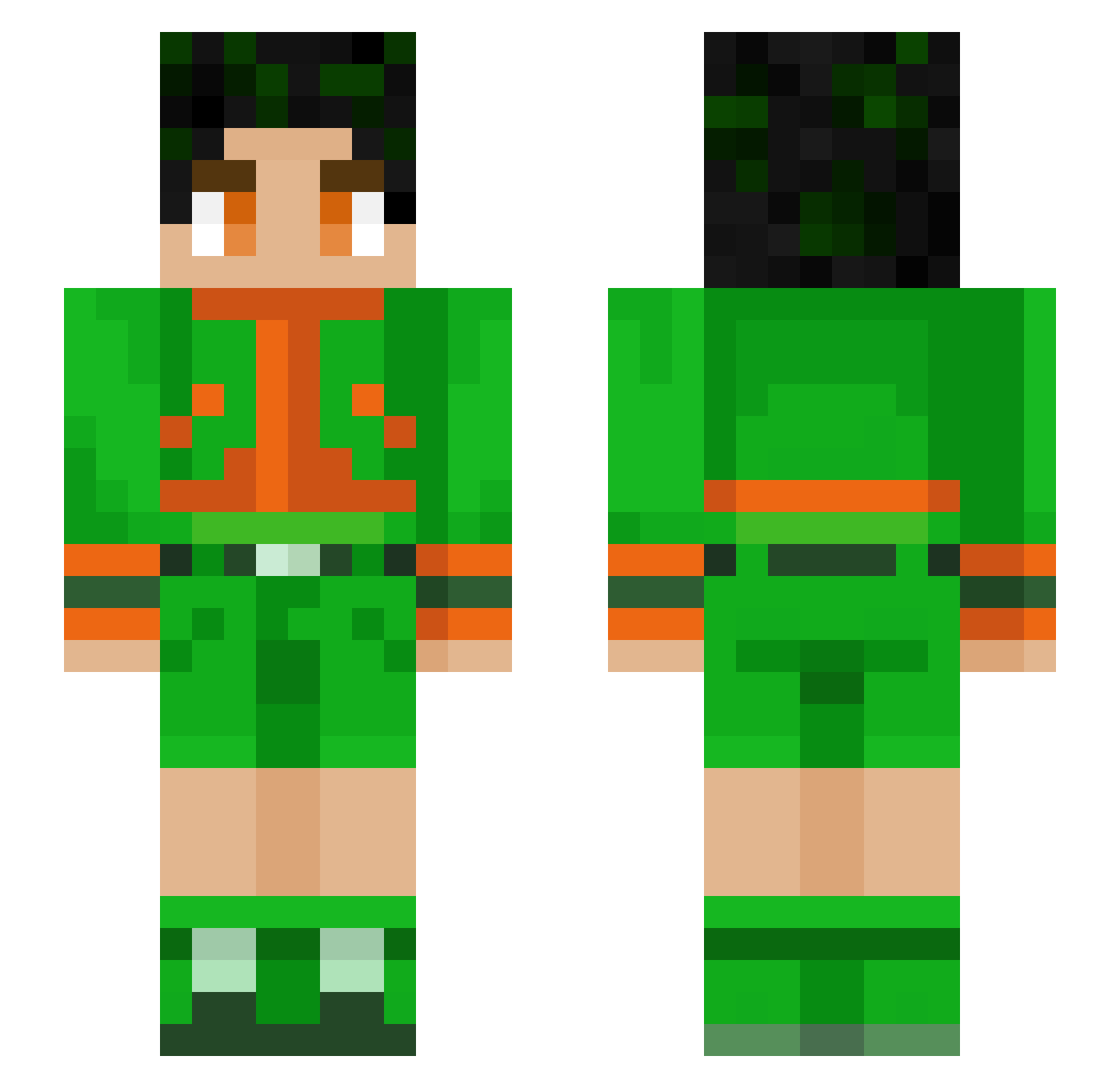 toesvcker Minecraft skin, front and back view