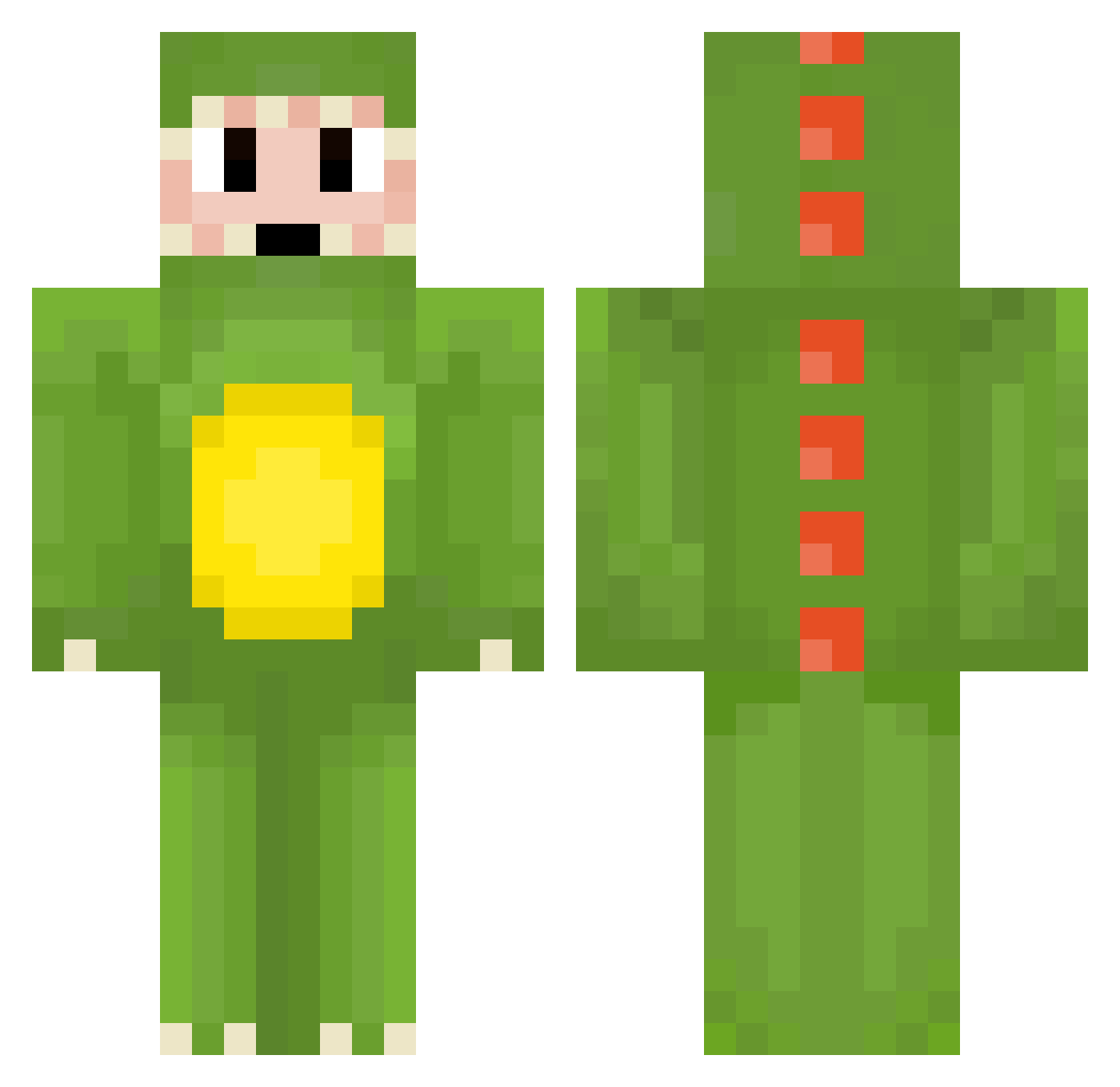 Underrated056 Minecraft skin, front and back view