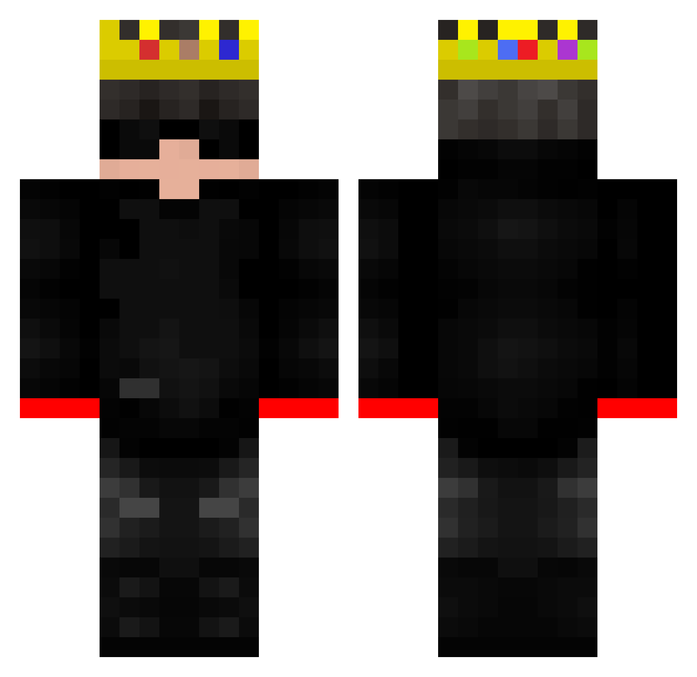 HelixNightbane Minecraft skin, front and back view