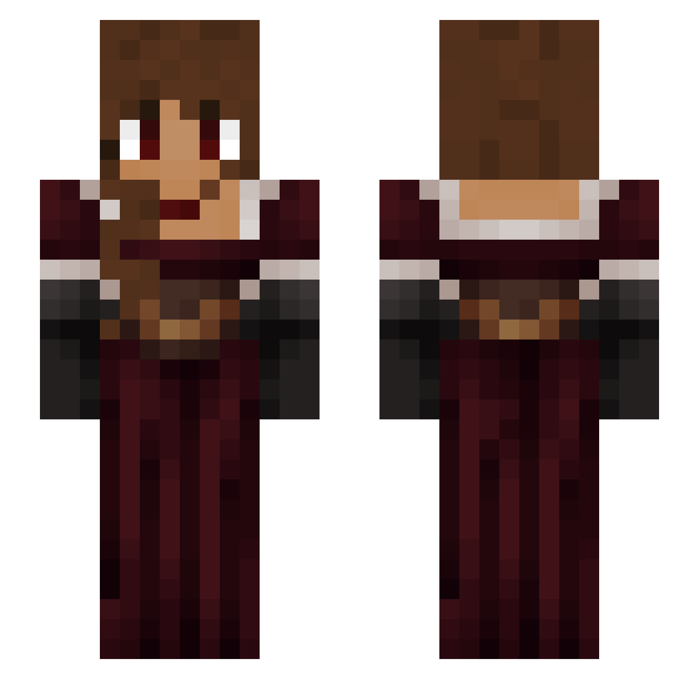 RoseOfCrimson Minecraft skin, front and back view