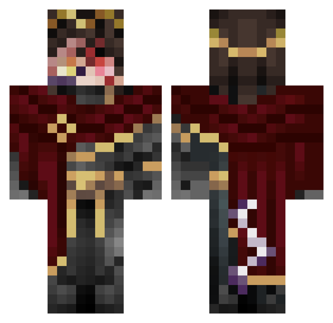 SuperMaxio Minecraft skin, front and back view