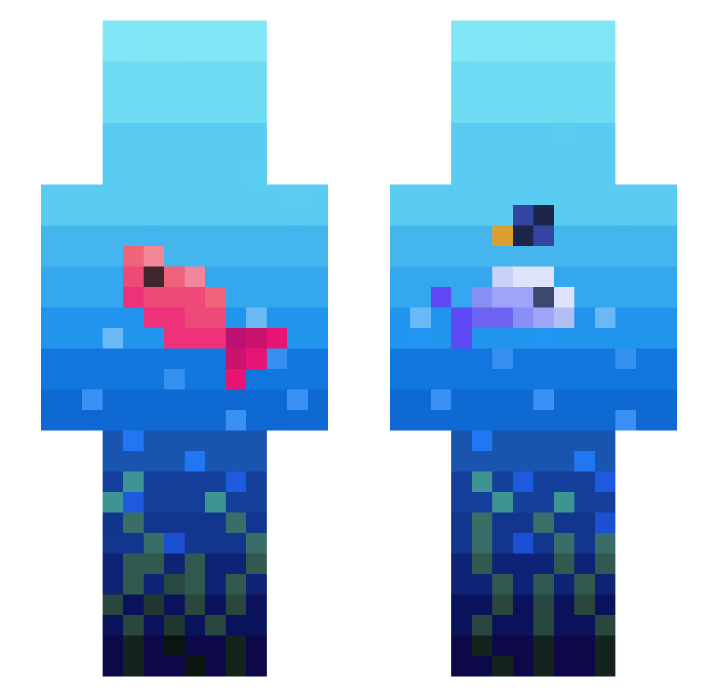 umtoofly Minecraft skin, front and back view