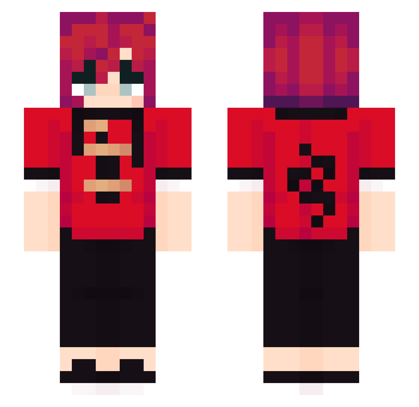 KatsuPombo Minecraft skin, front and back view