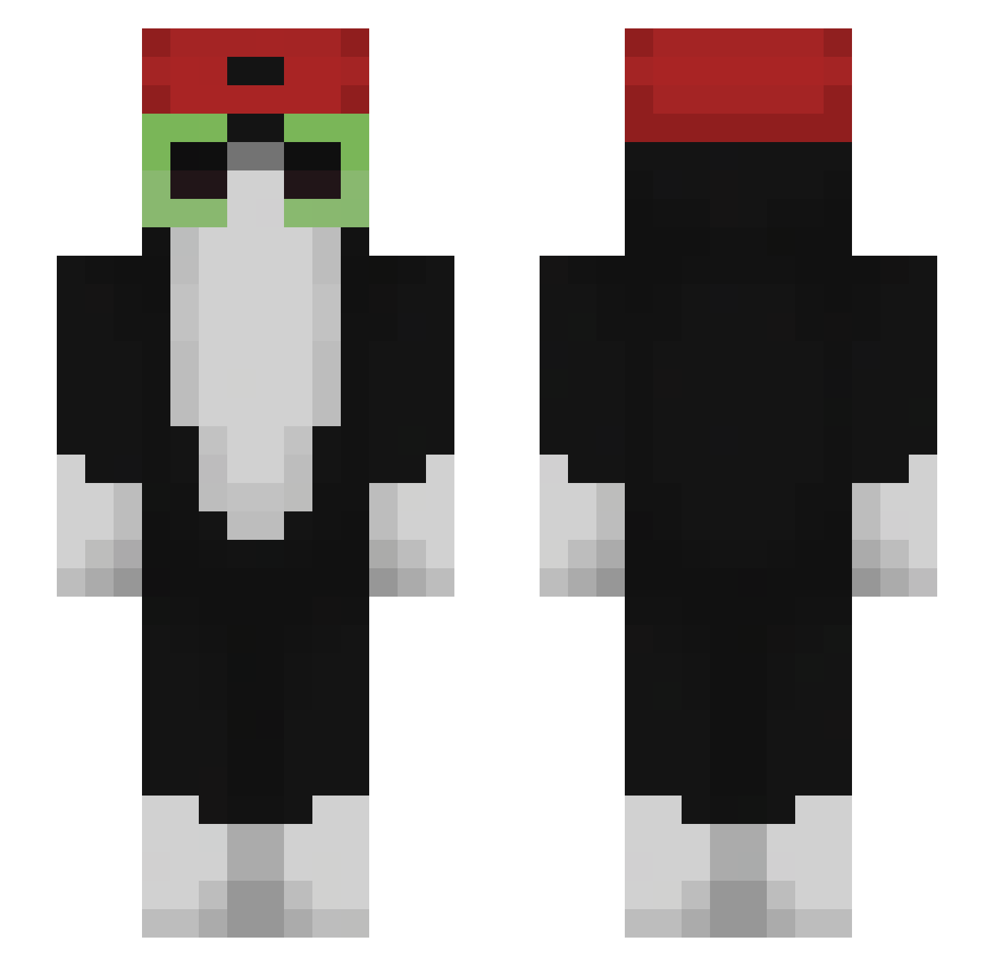 DinoTuxedo Minecraft skin, front and back view