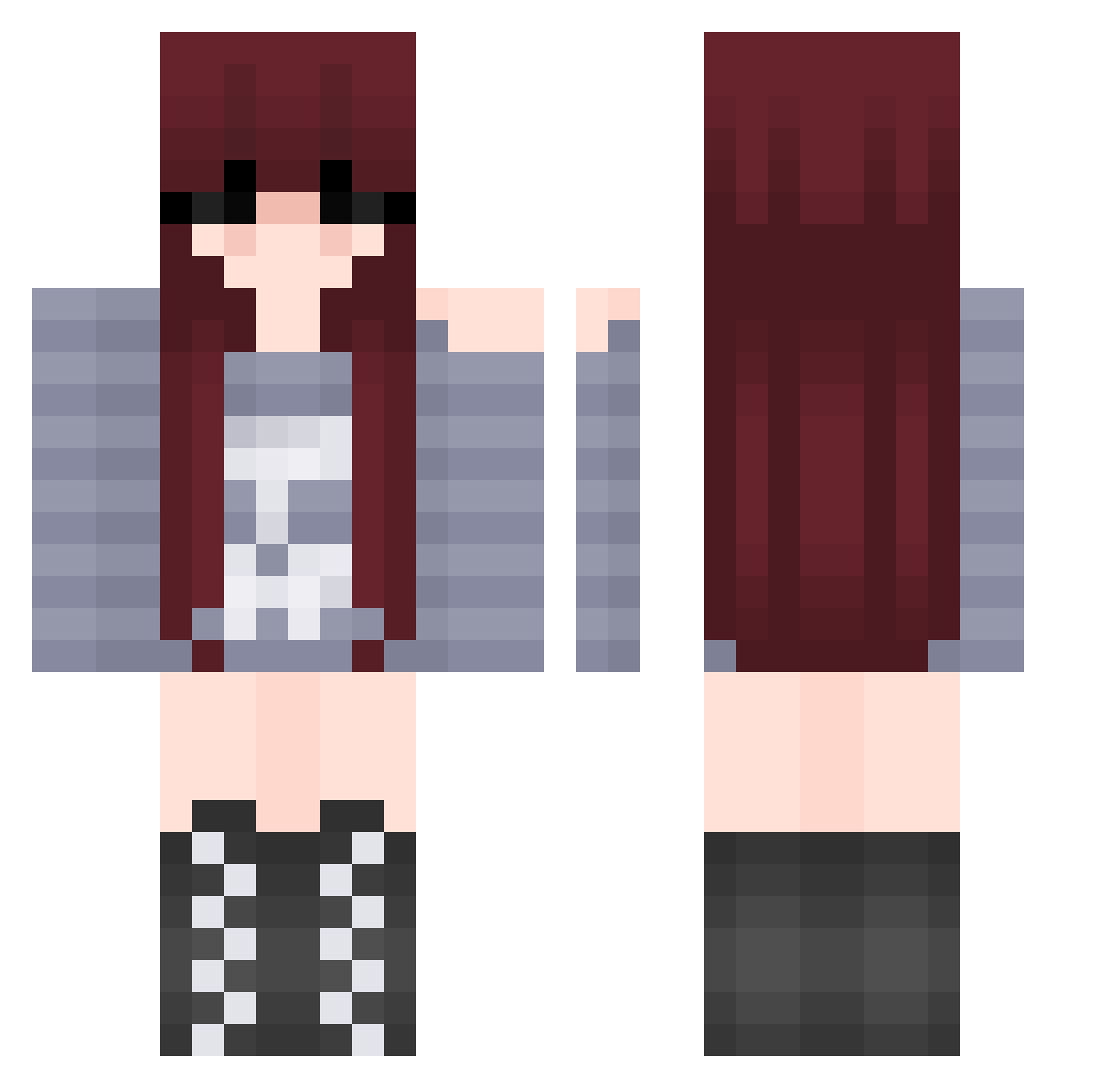 XyGkyu Minecraft skin, front and back view