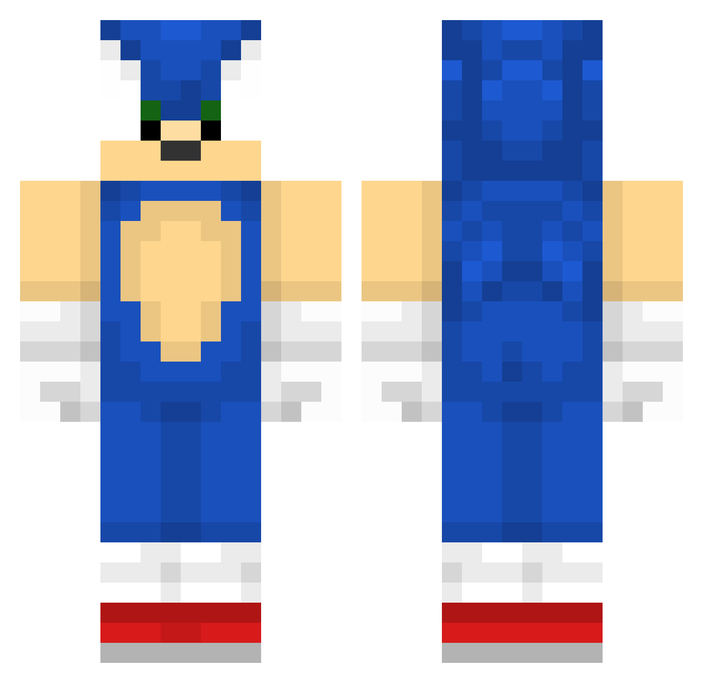 Sonicman1o1 Minecraft skin, front and back view