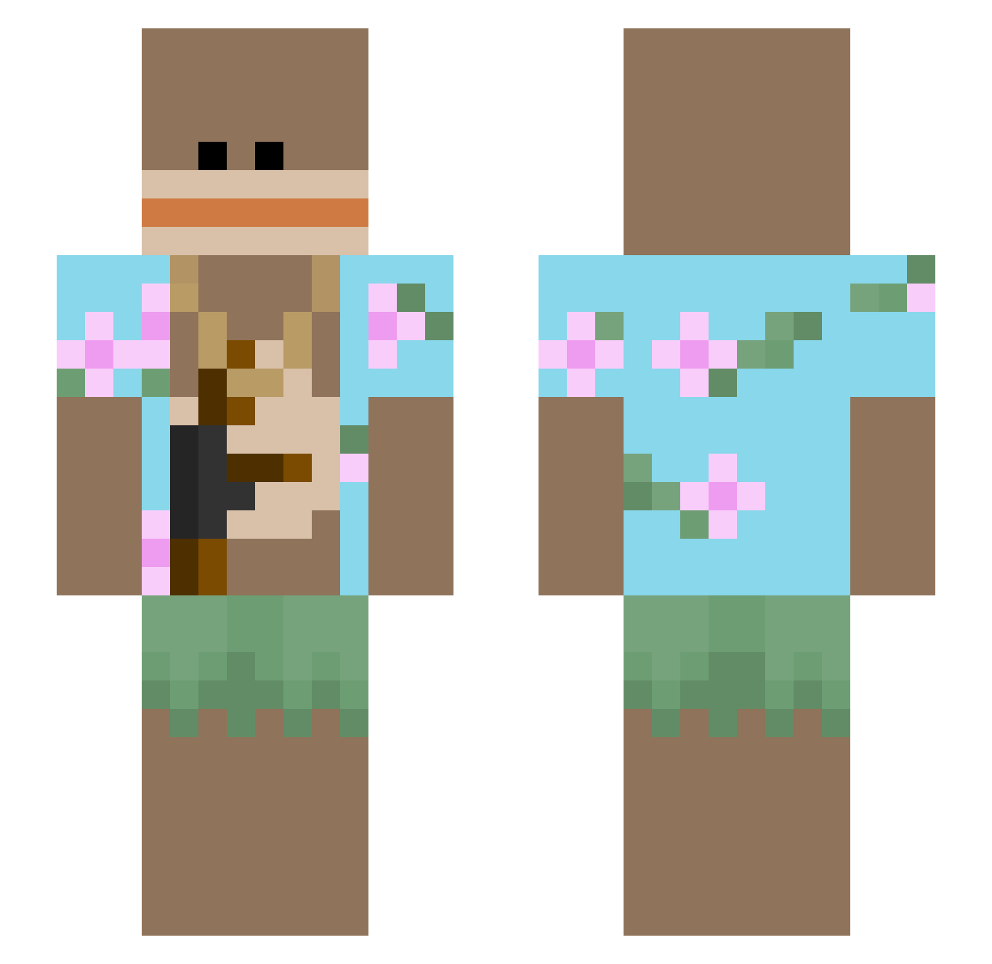 Sofians Minecraft skin, front and back view