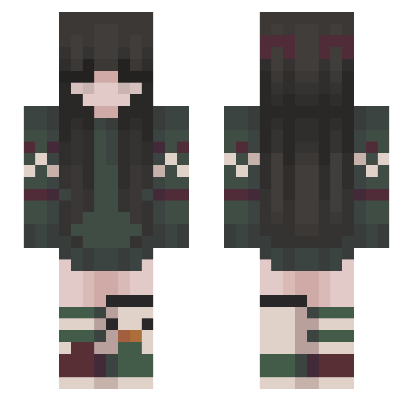 Refigured Minecraft skin, front and back view