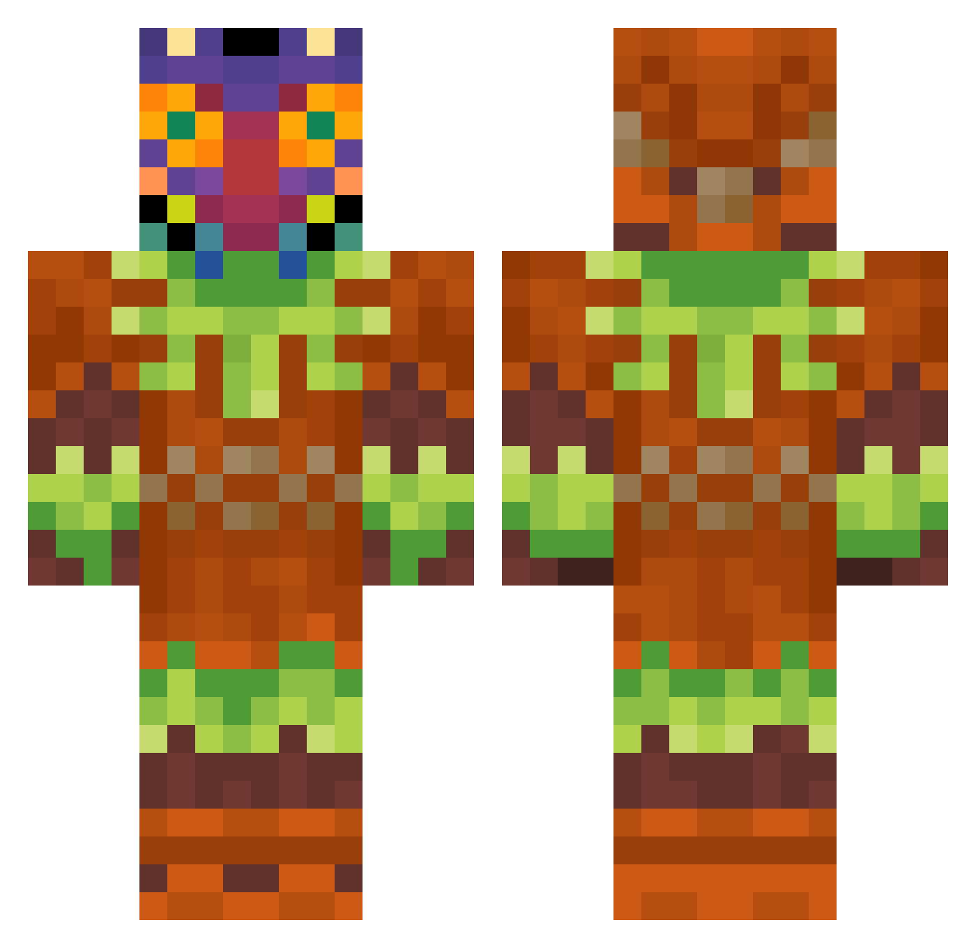 MFmeno Minecraft skin, front and back view