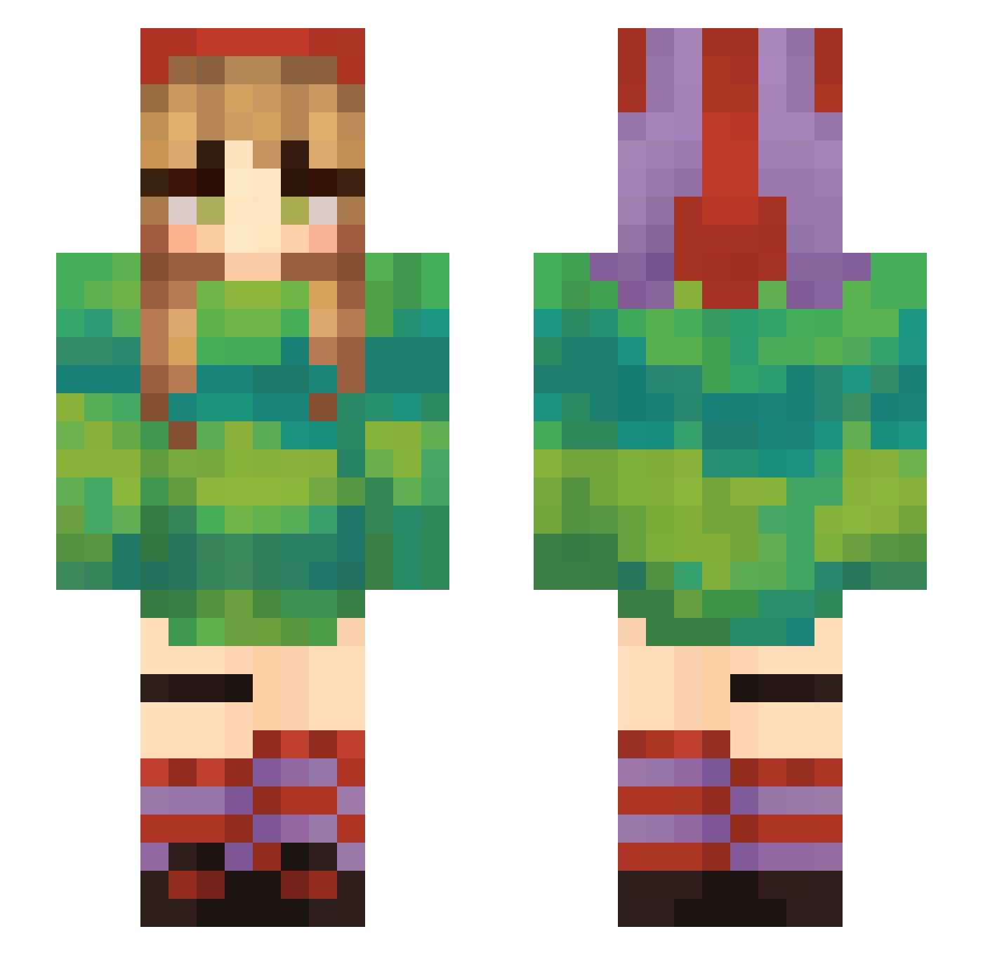 lubedcalf Minecraft skin, front and back view