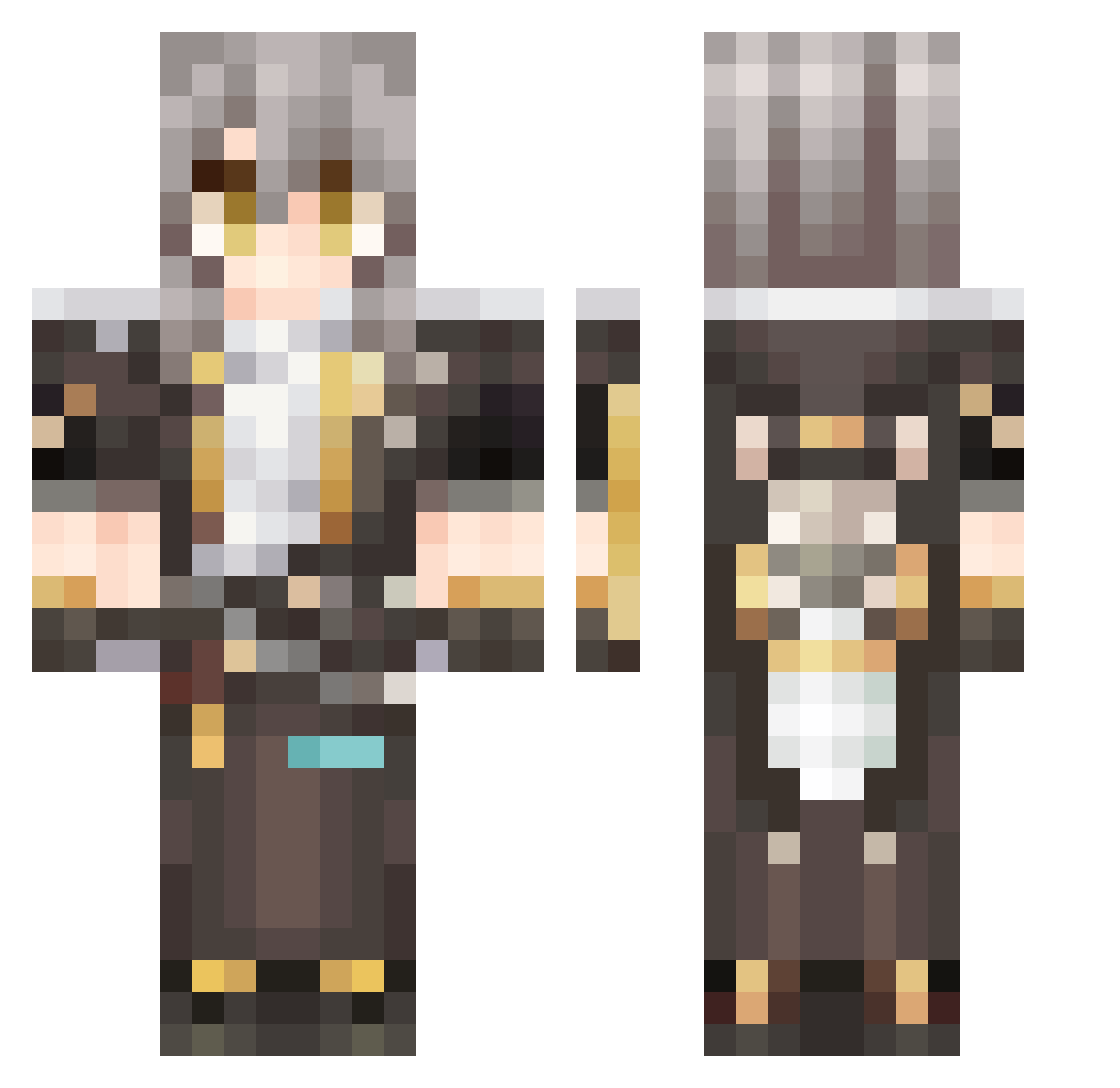 SantichMC Minecraft skin, front and back view