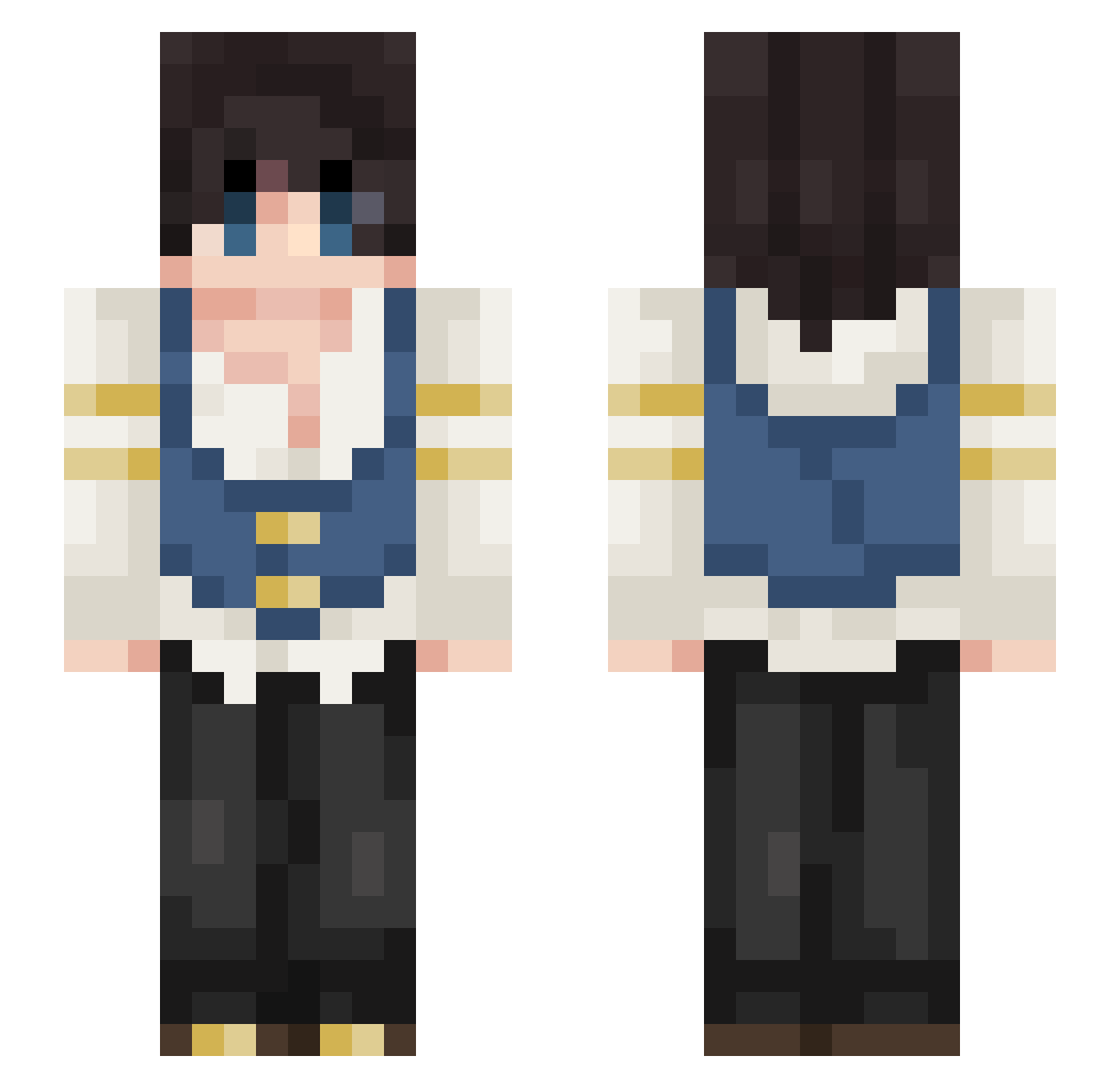 NickKnackNatt Minecraft skin, front and back view