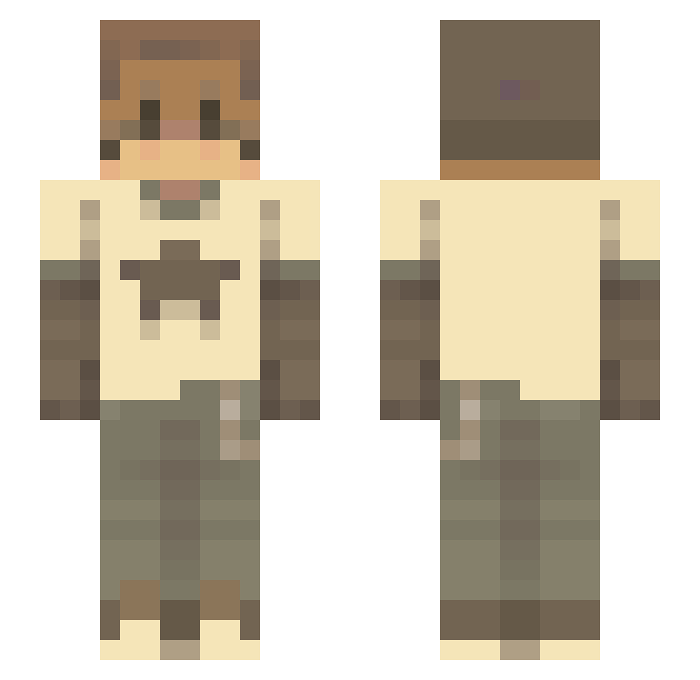 SpikedPistachio Minecraft skin, front and back view