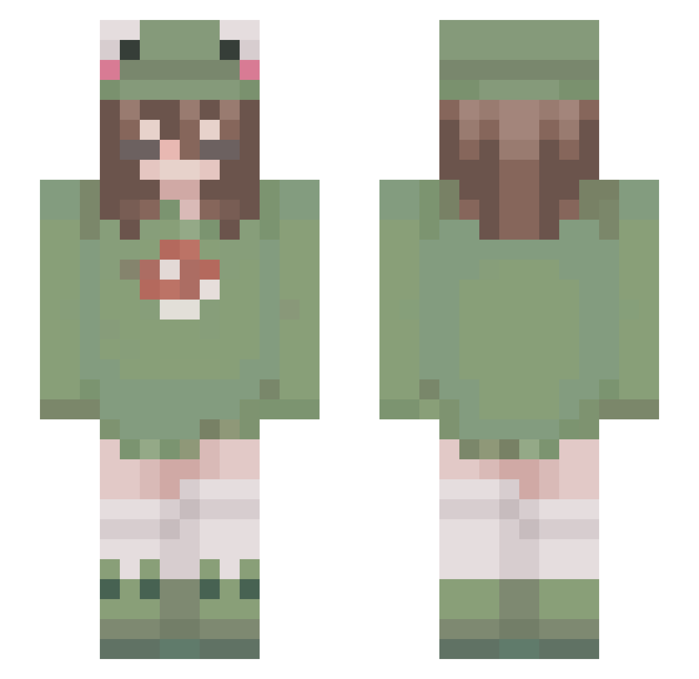 squinkzilla Minecraft skin, front and back view