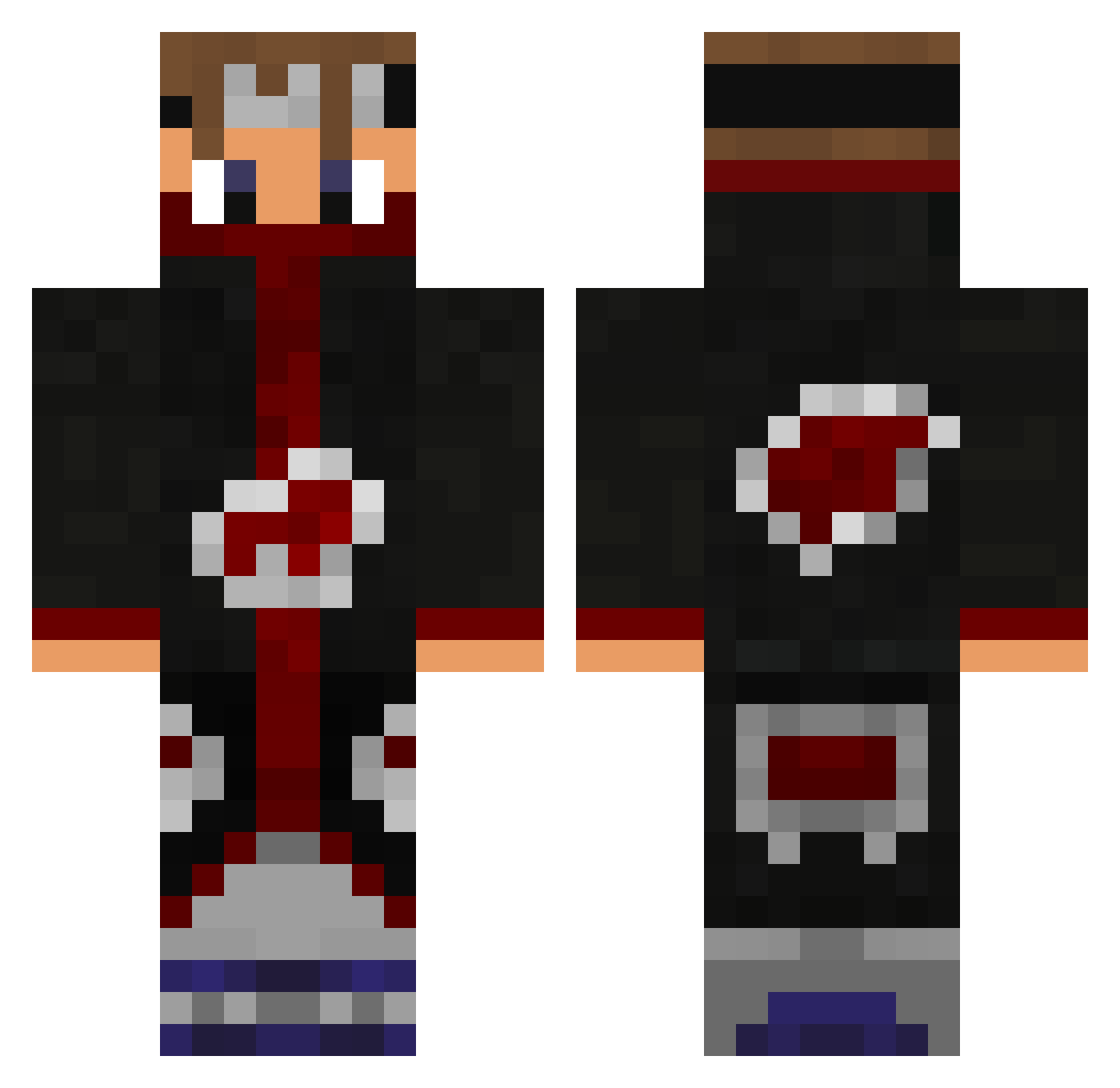Tsalikhs Minecraft skin, front and back view