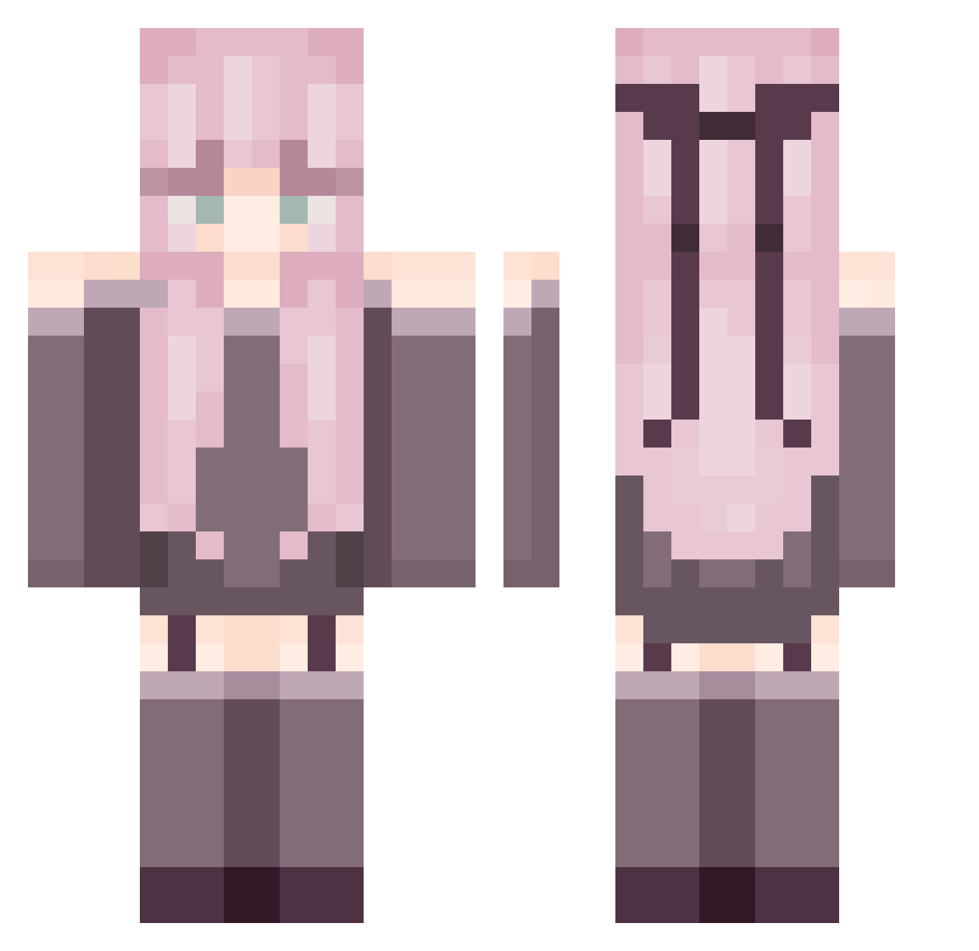 KmiCami Minecraft skin, front and back view