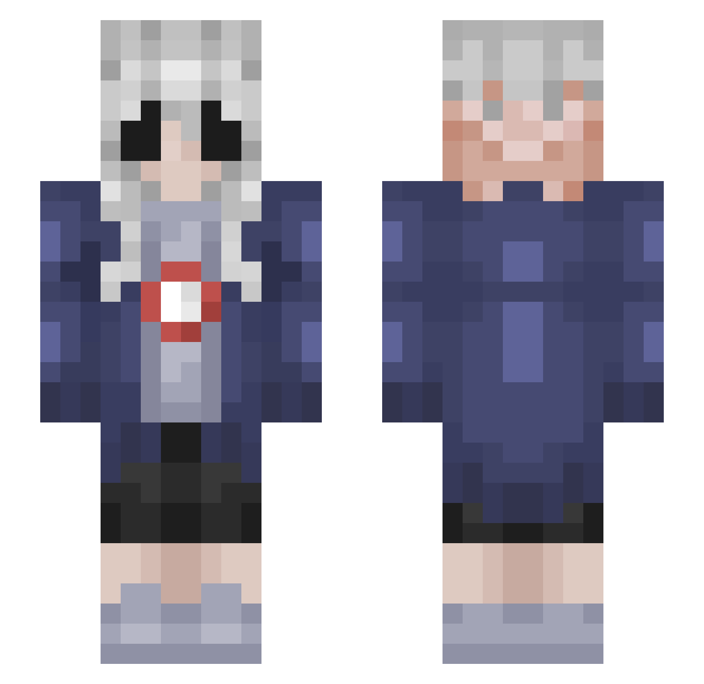 melaloopsy Minecraft skin, front and back view