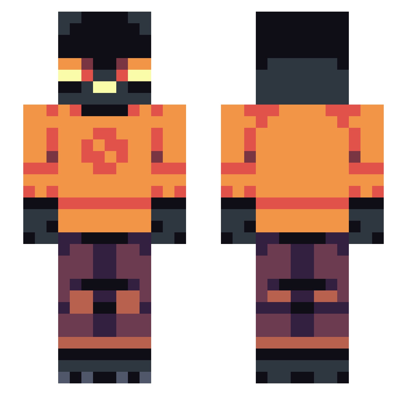 OuchiePerson Minecraft skin, front and back view