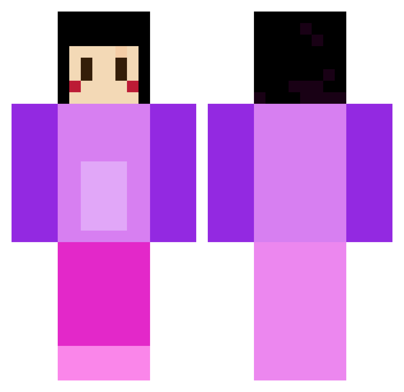 SarahPrincessXiX Minecraft skin, front and back view
