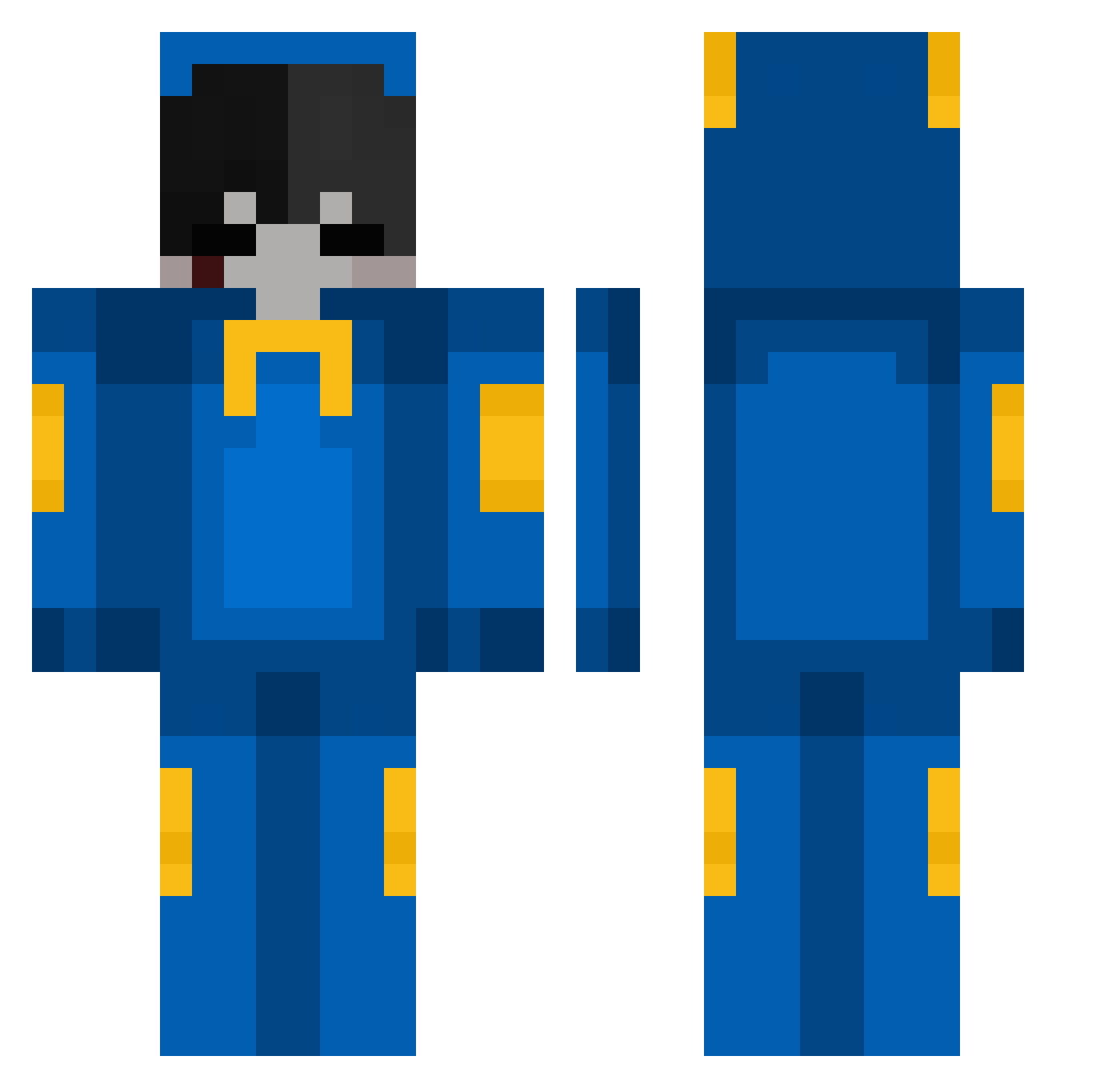 VinceNinja3000 Minecraft skin, front and back view