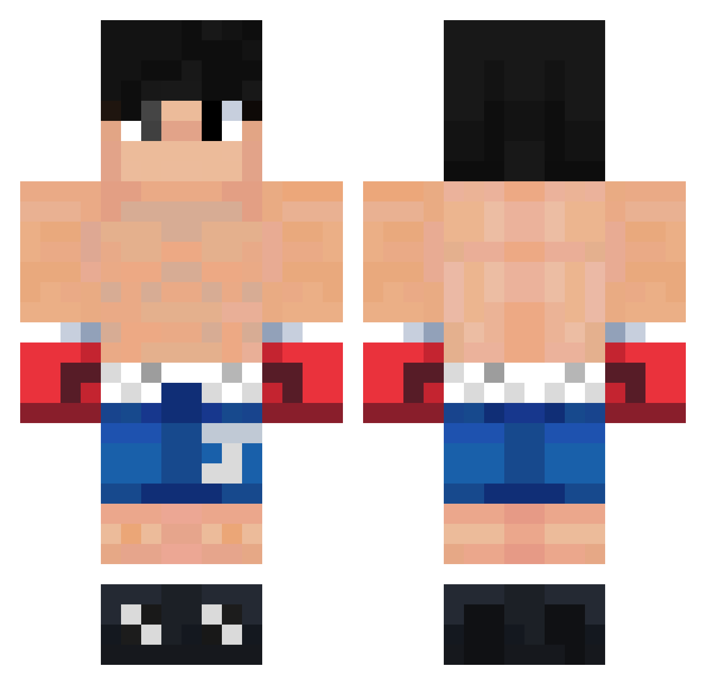 Blasseth Minecraft skin, front and back view