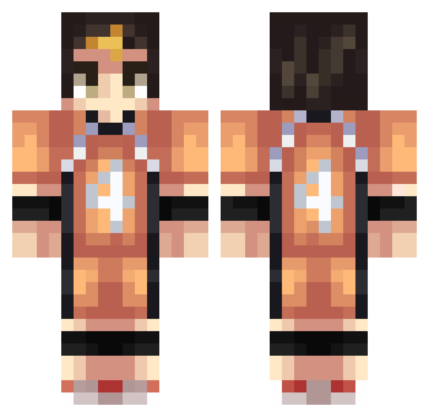 SkamakS Minecraft skin, front and back view