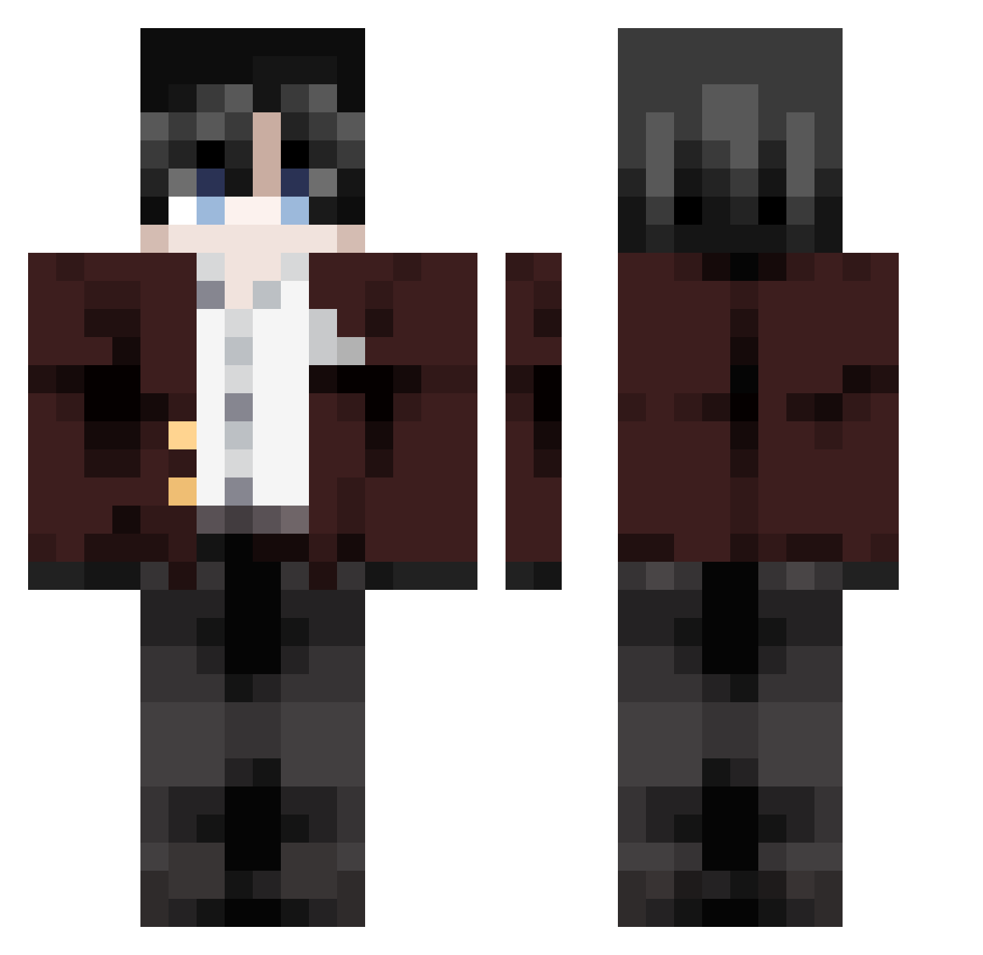 EvilSinning Minecraft skin, front and back view