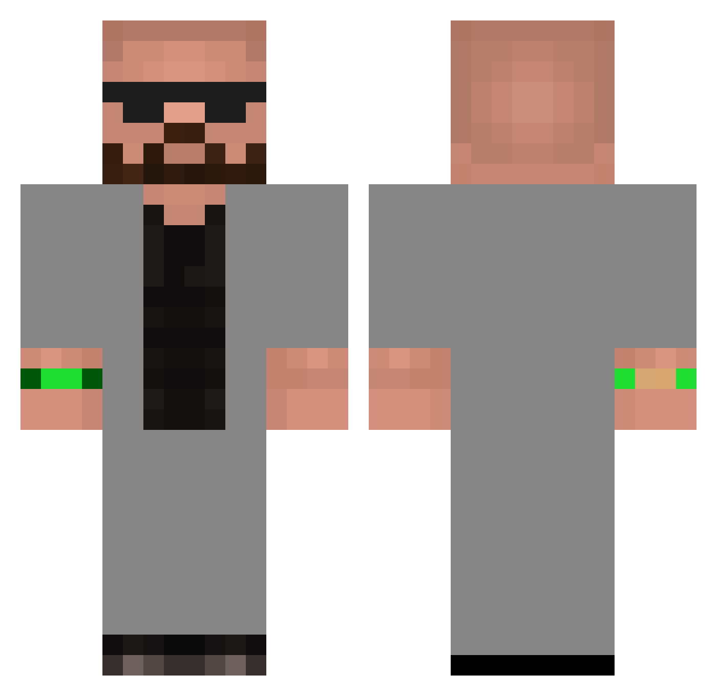 POV_xav Minecraft skin, front and back view