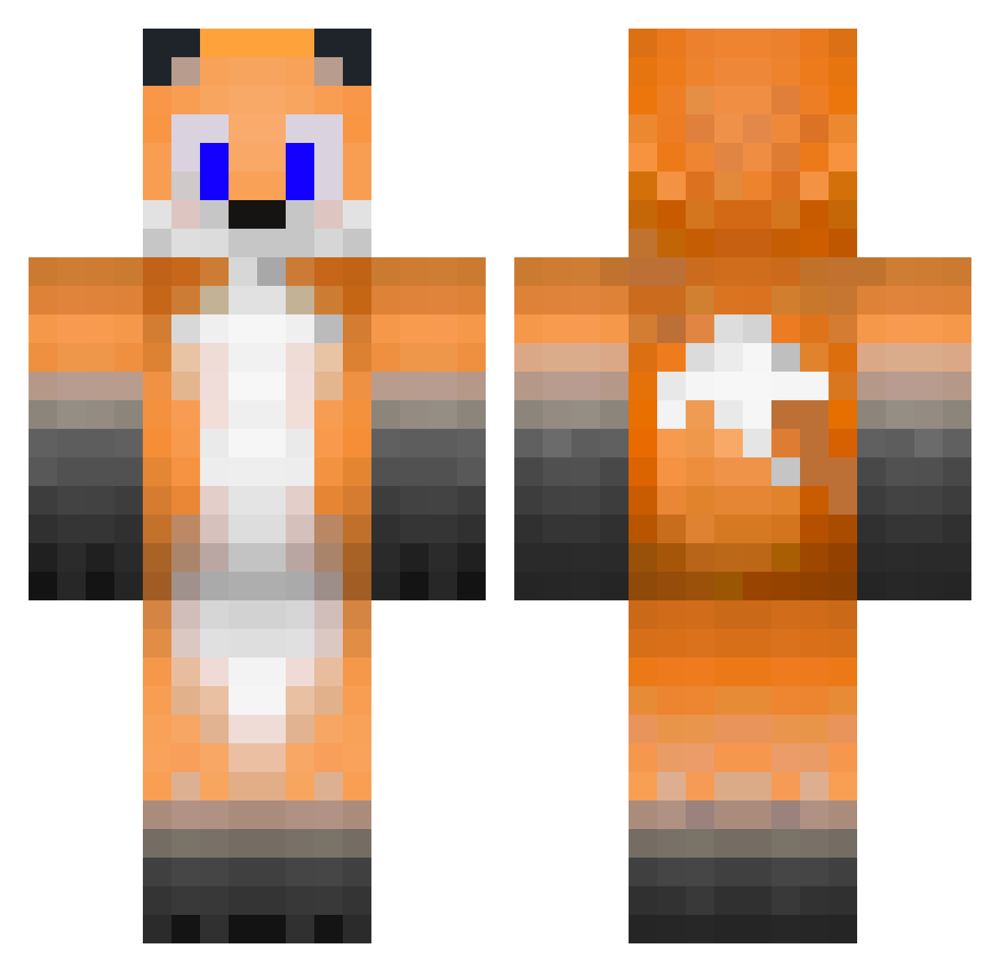 Praisers Minecraft skin, front and back view