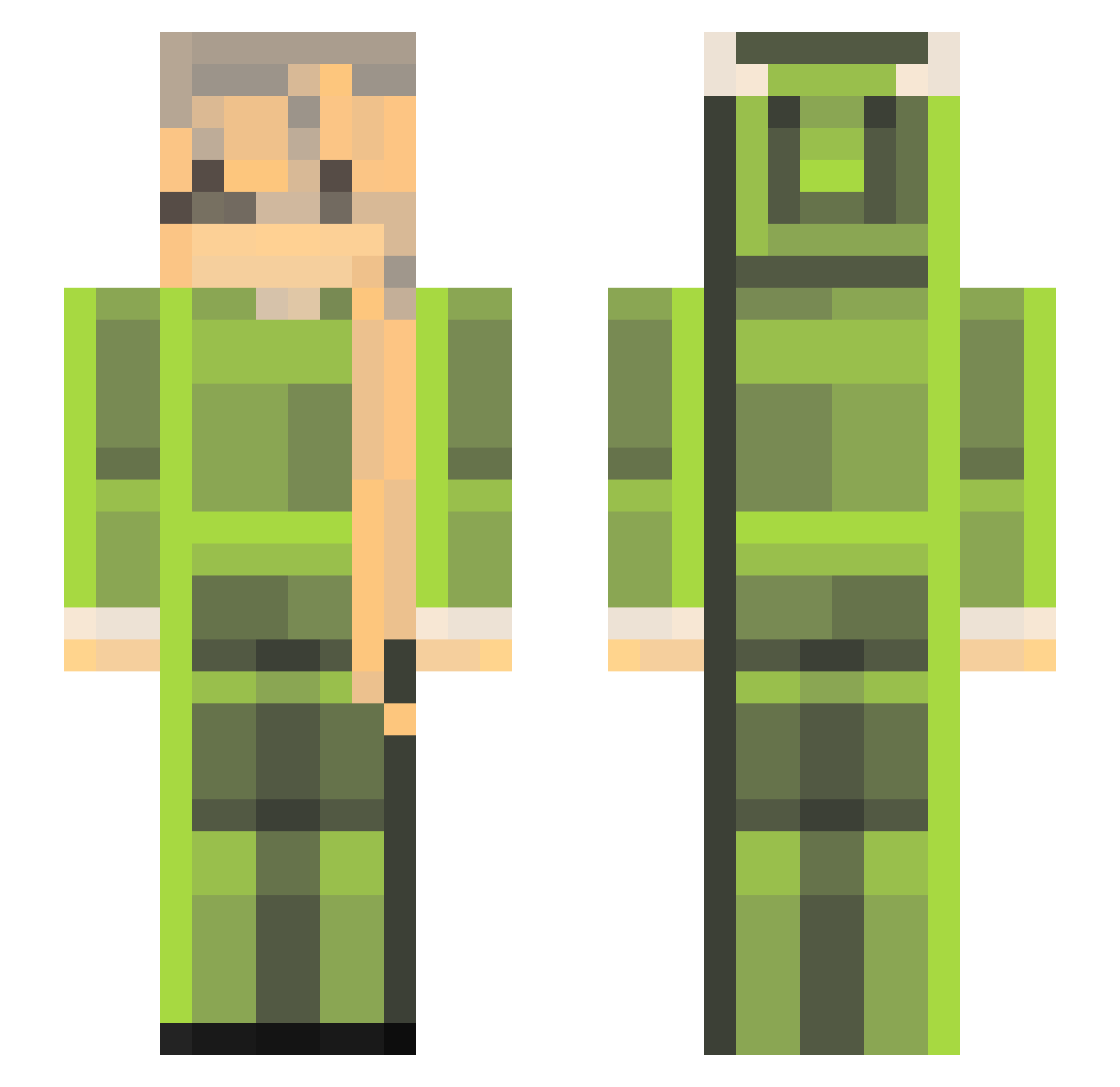 gmei Minecraft skin, front and back view