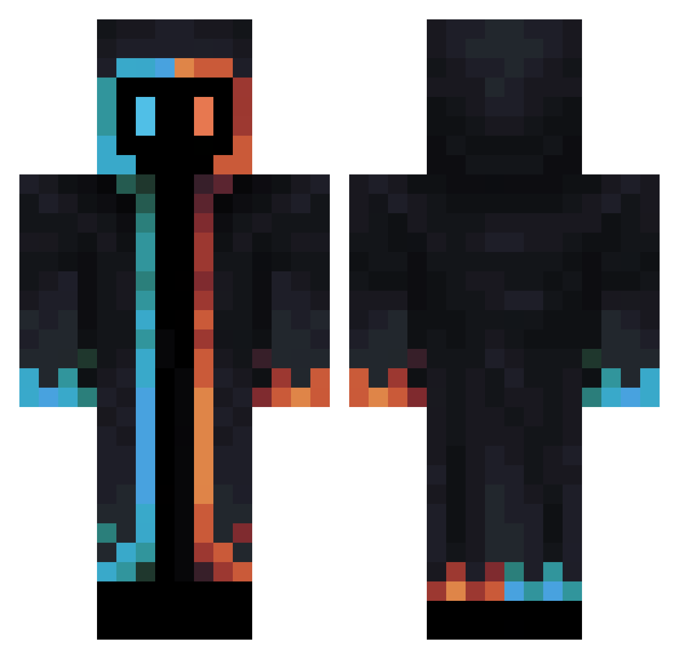 Thewartale Minecraft skin, front and back view