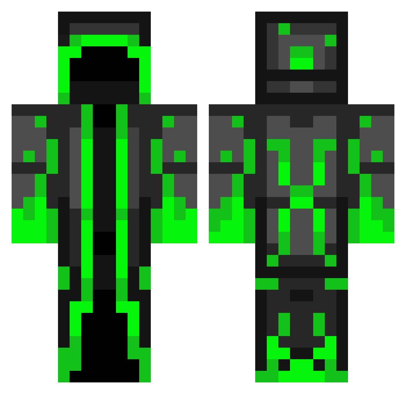Sidekickable Minecraft skin, front and back view